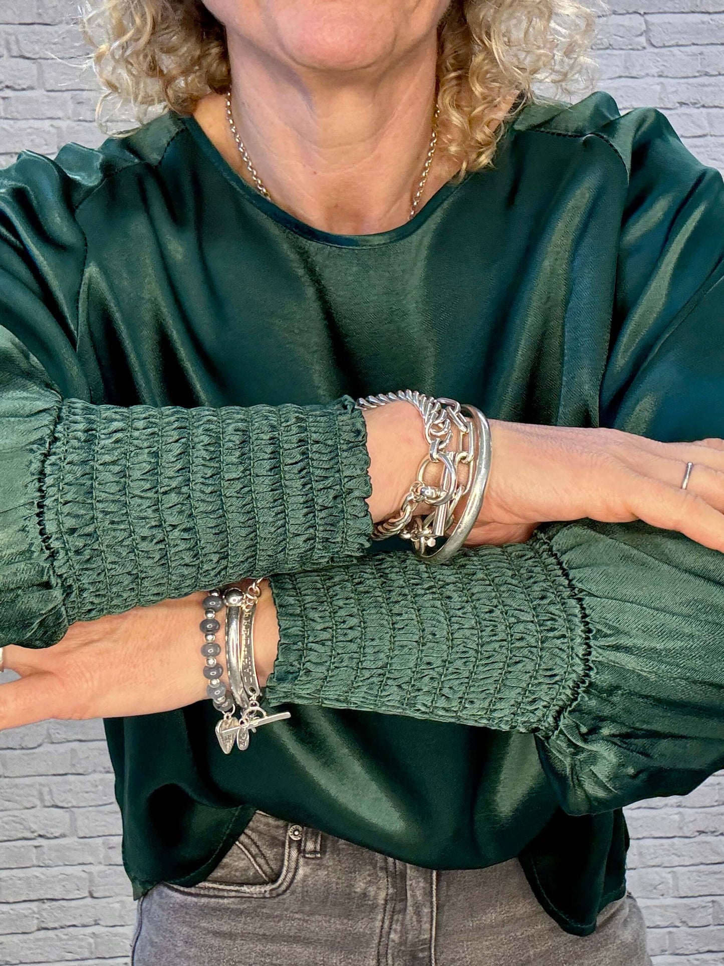 Sophia Satin Top | Forest