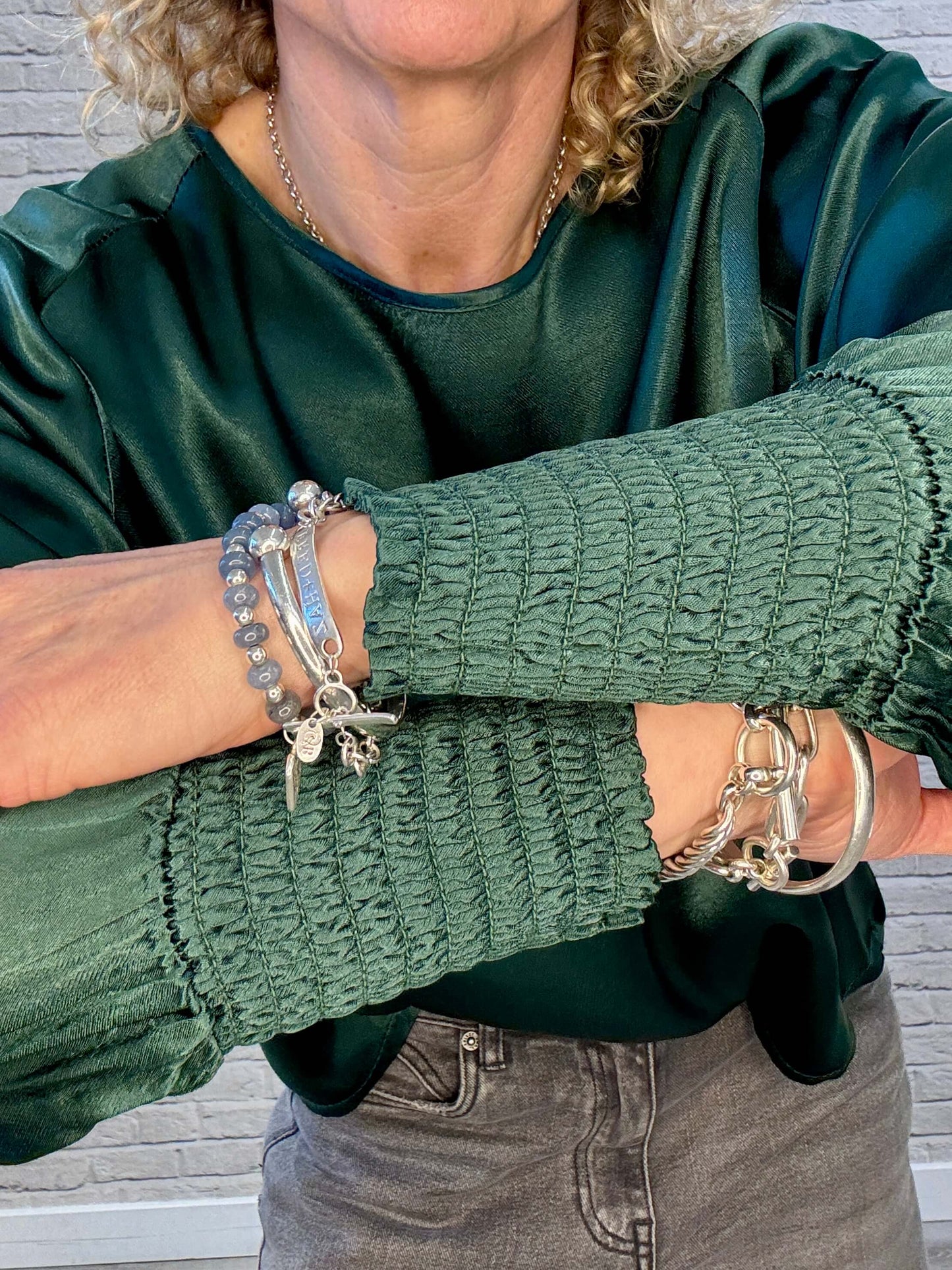 Sophia Satin Top | Forest