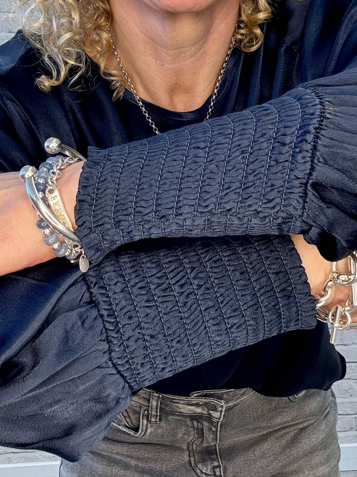 Sophia Satin Top | Navy