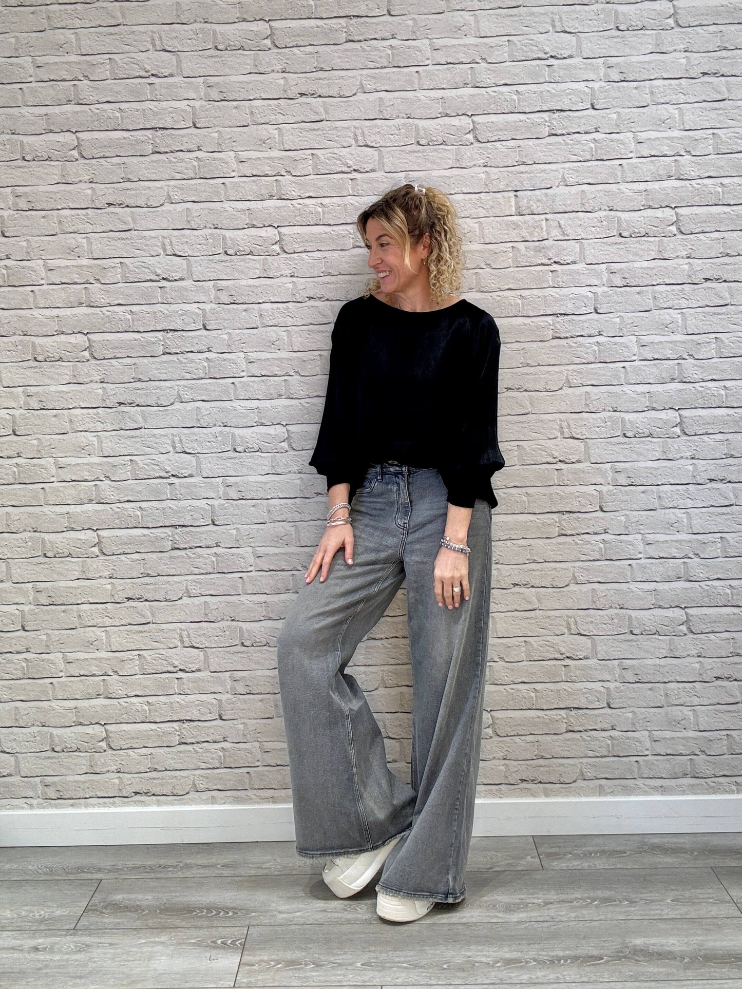 Sophia Satin Top | Black