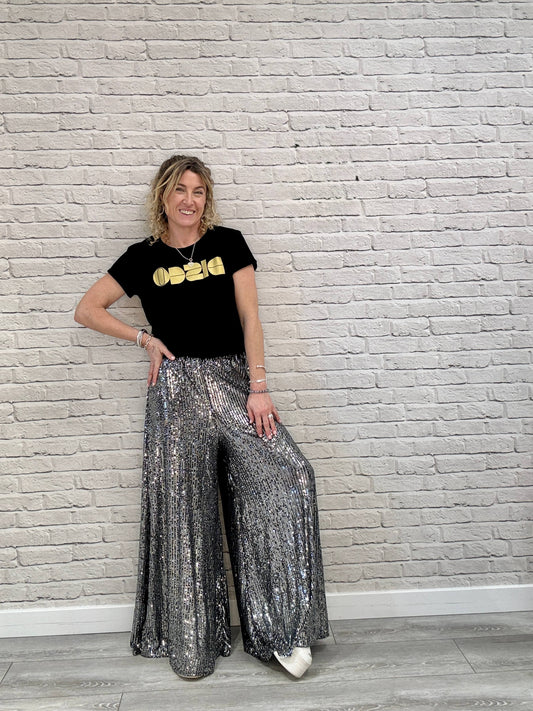 Stella Sequin Trousers | Silver