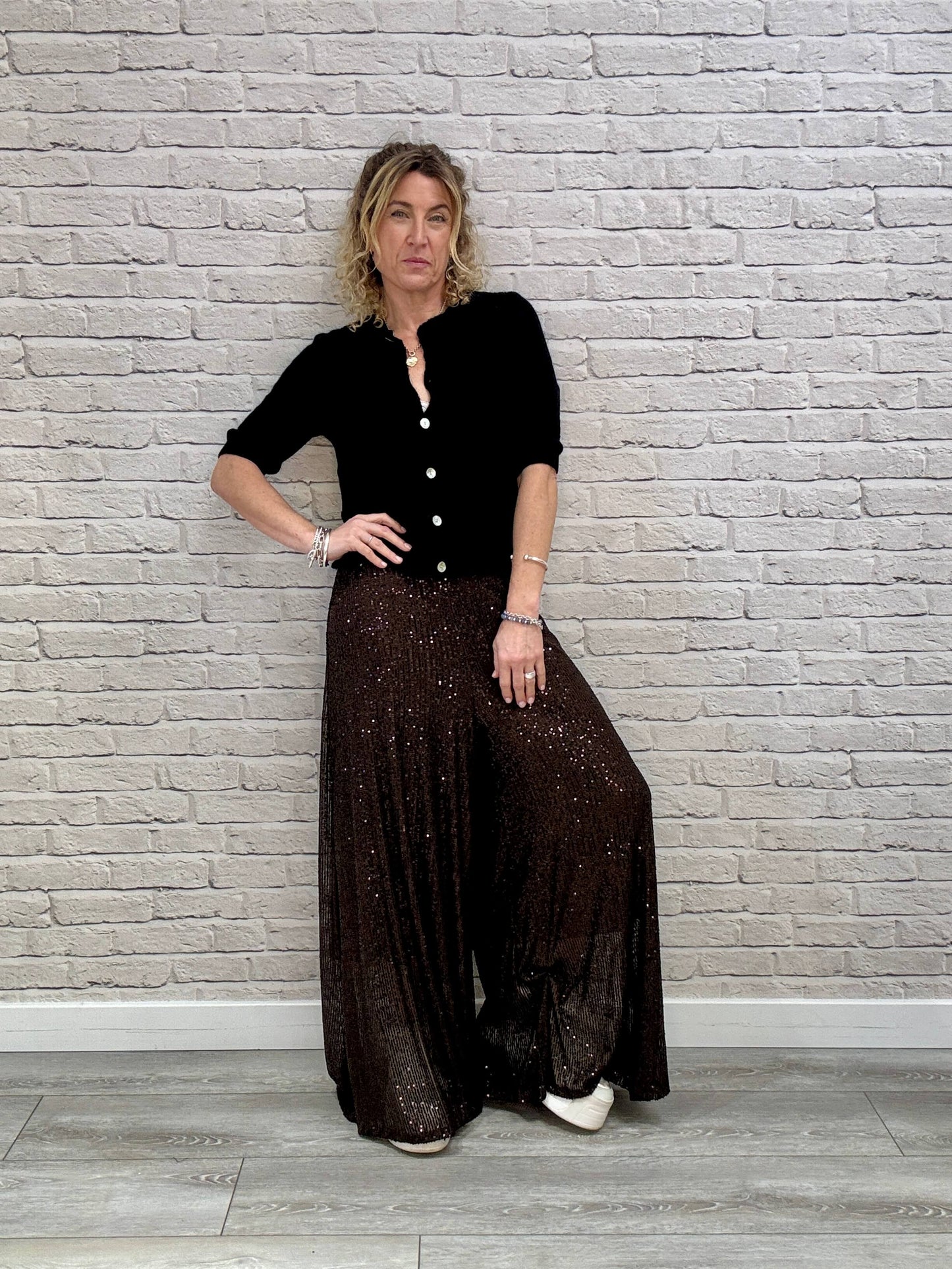 Stella Sequin Trousers | Chocolate