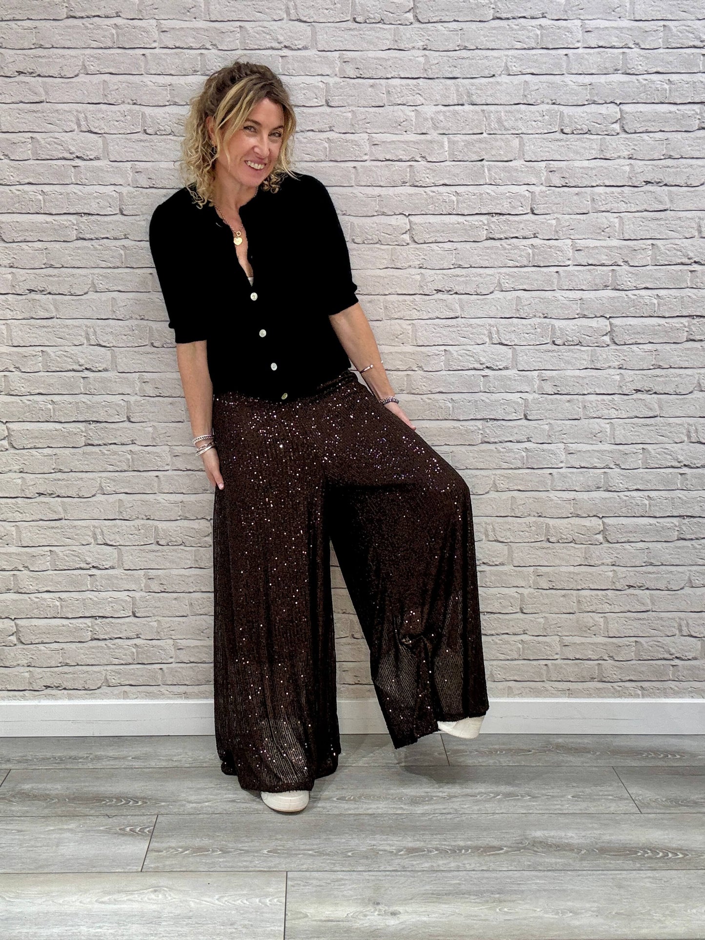 Stella Sequin Trousers | Chocolate