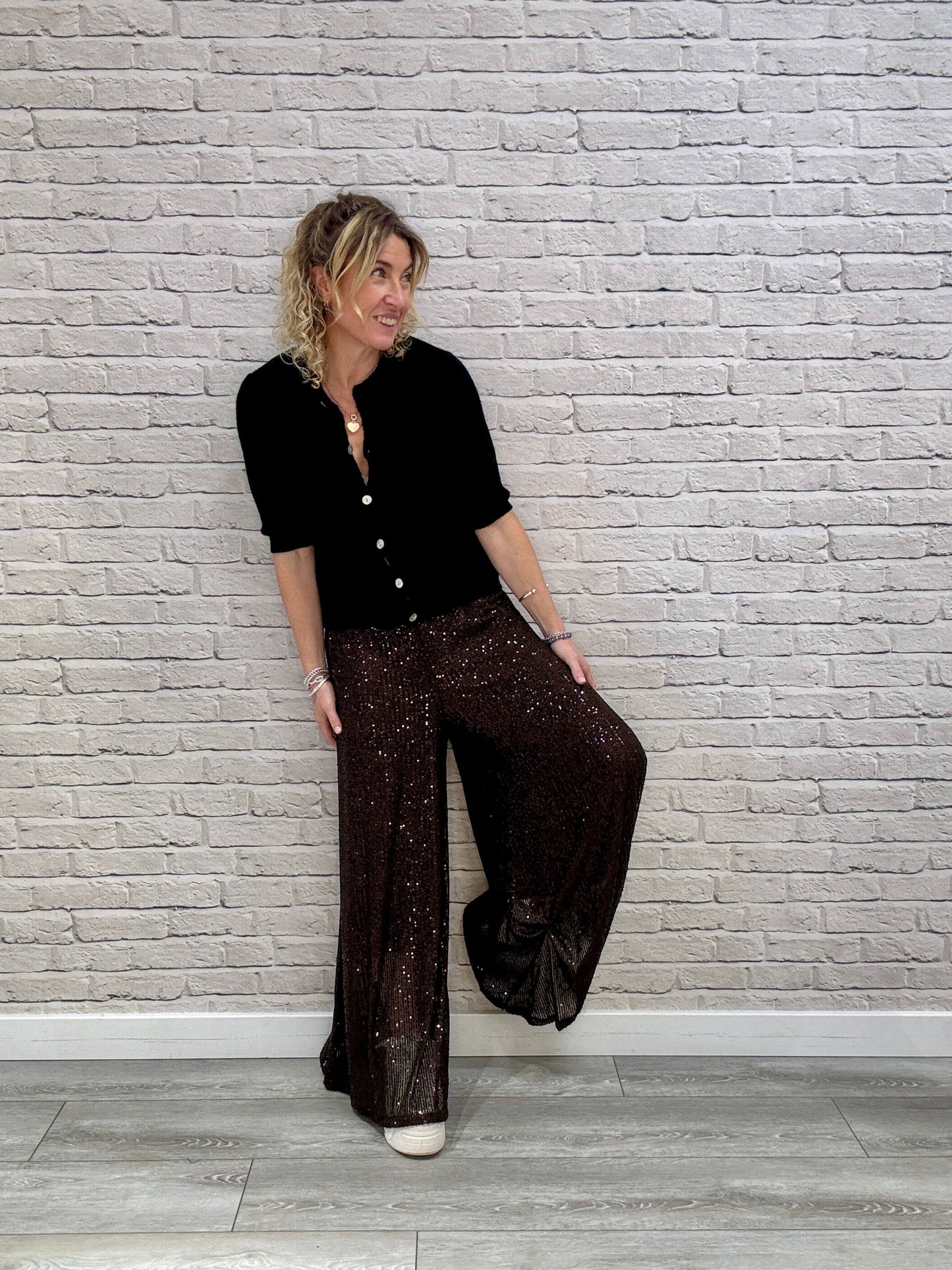 Stella Sequin Trousers | Chocolate