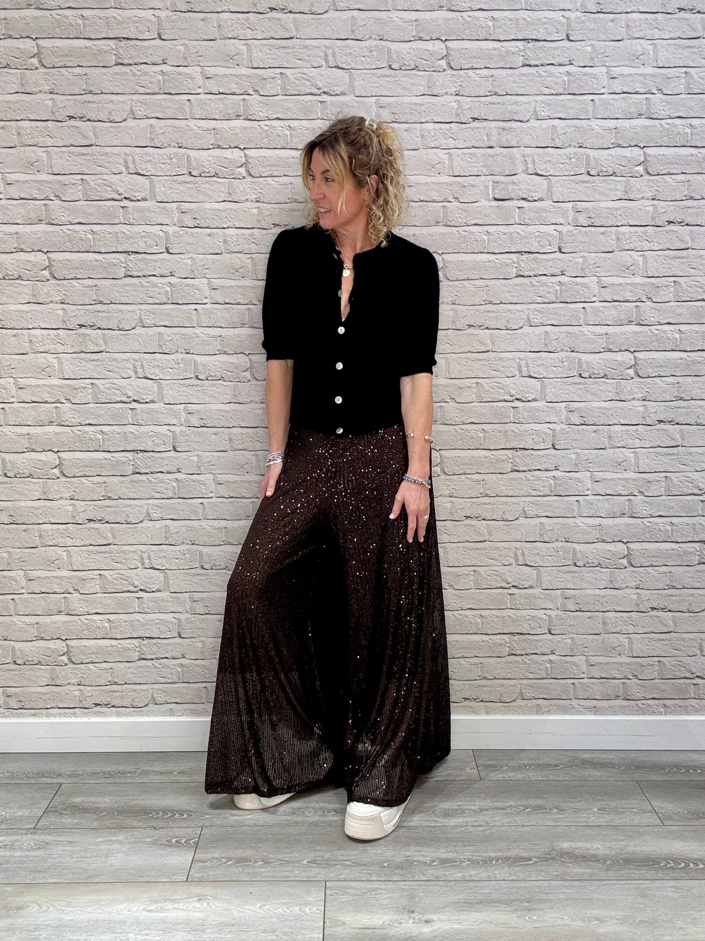 Stella Sequin Trousers | Chocolate