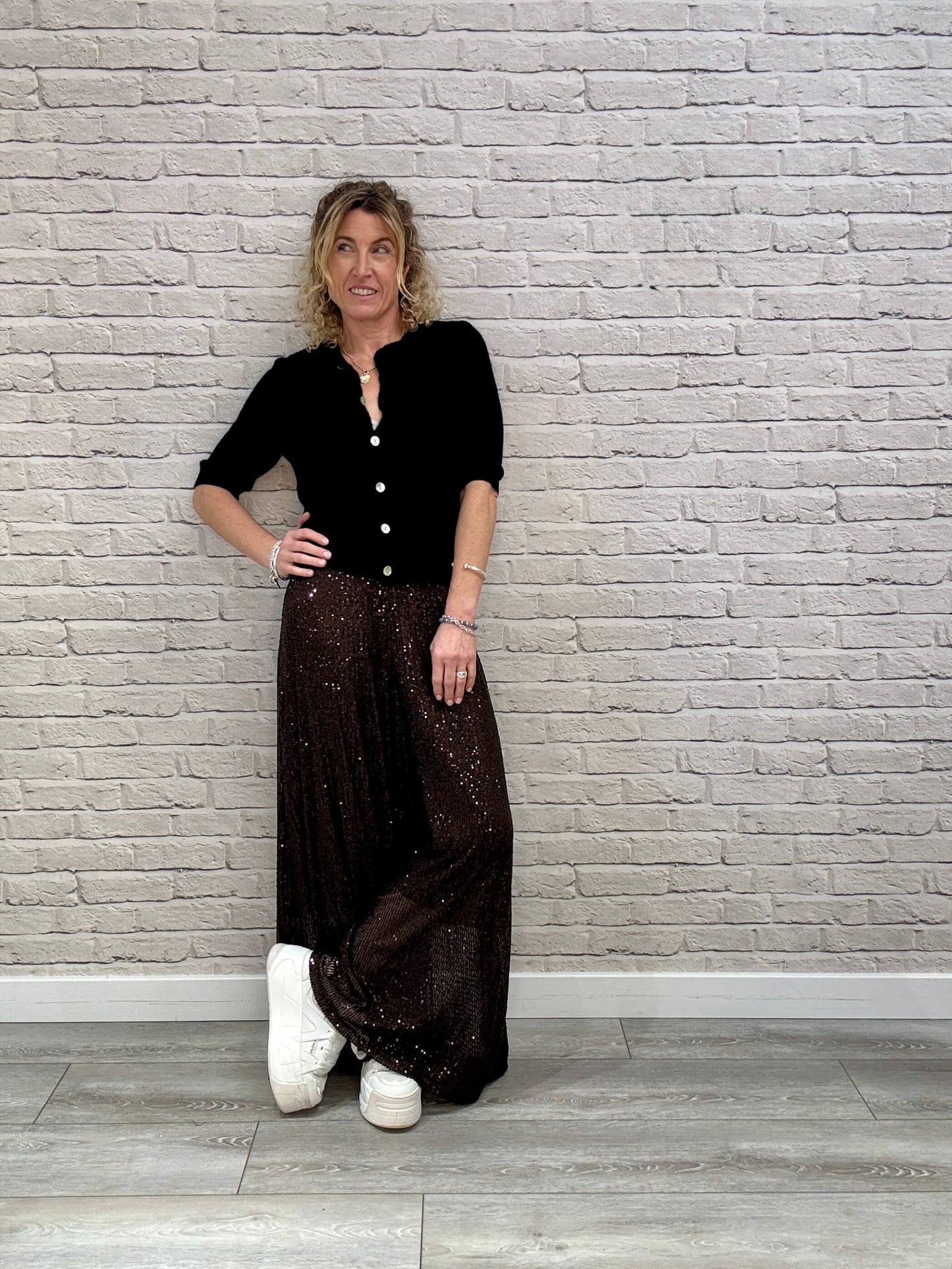 Stella Sequin Trousers | Chocolate