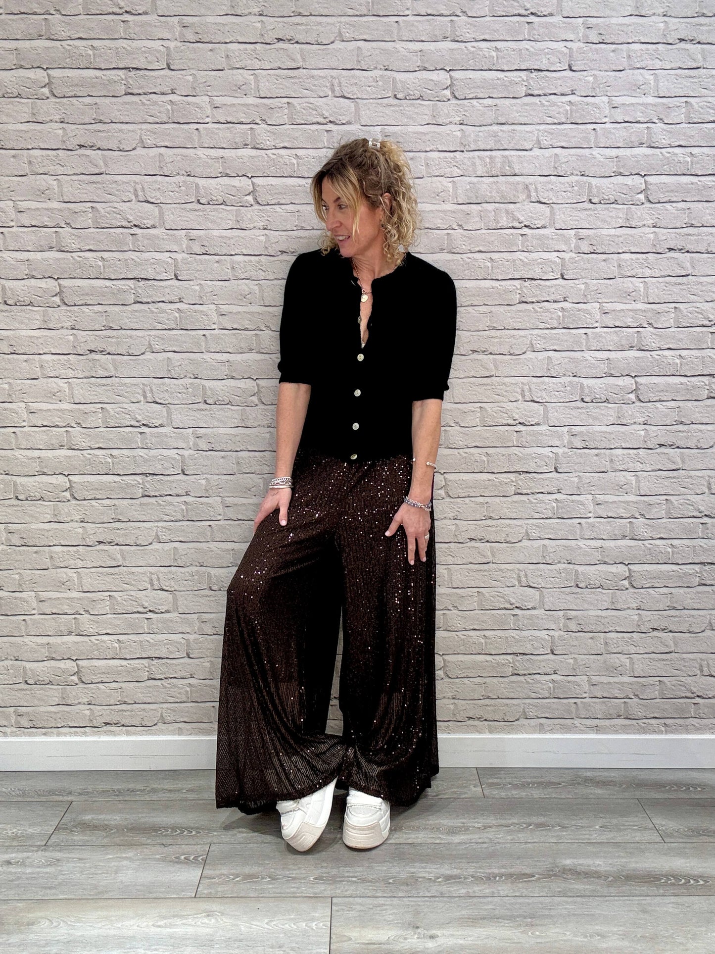 Stella Sequin Trousers | Chocolate