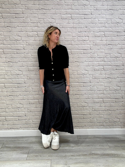 Graphite Metallic Midi-Maxi Skirt