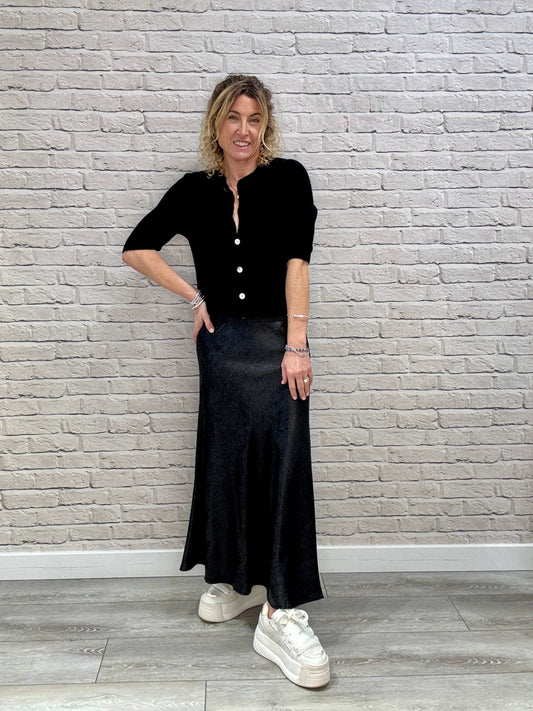 Graphite Metallic Midi-Maxi Skirt