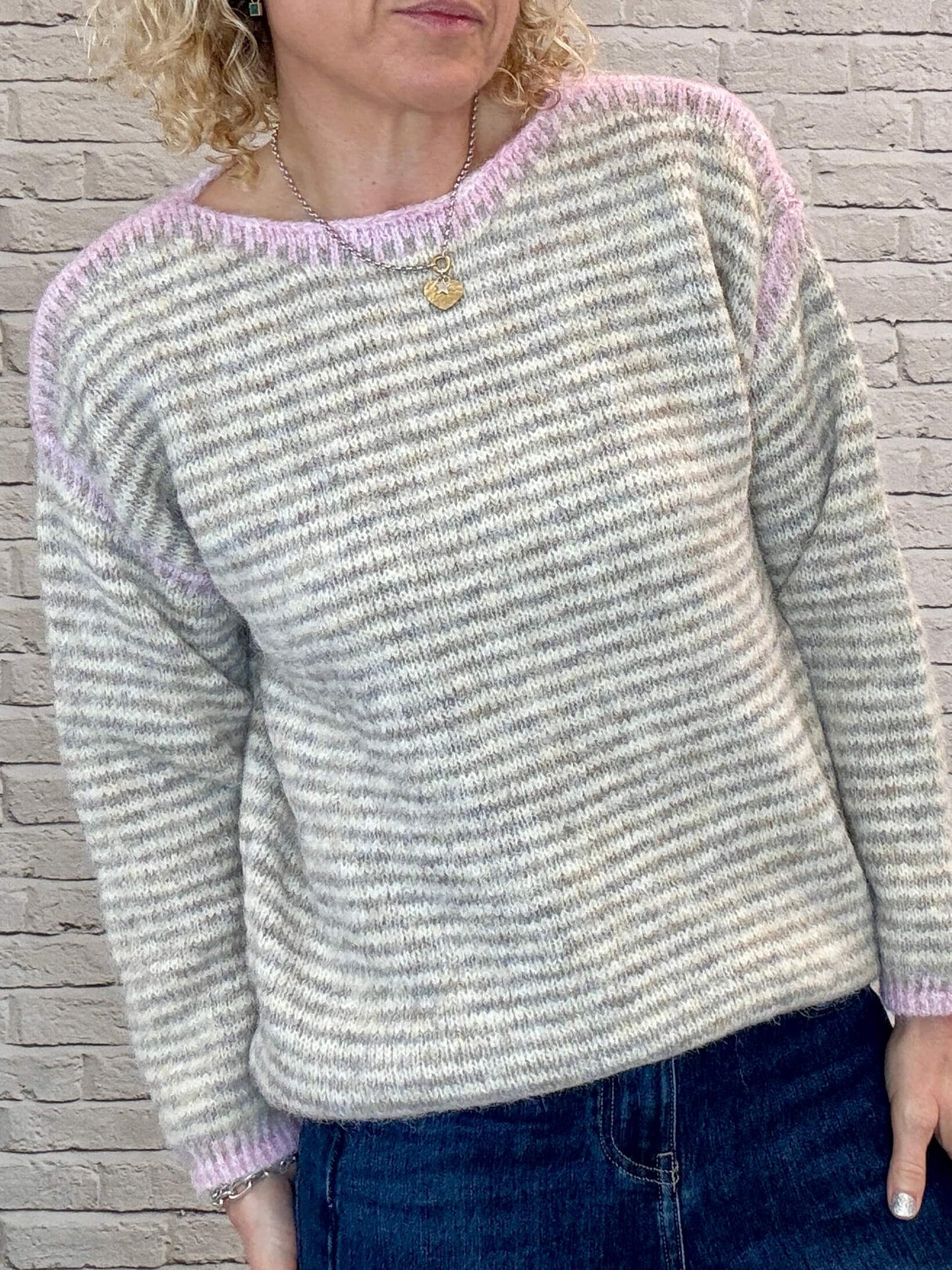 Stockholm Stitch Jumper | Pink & Taupe