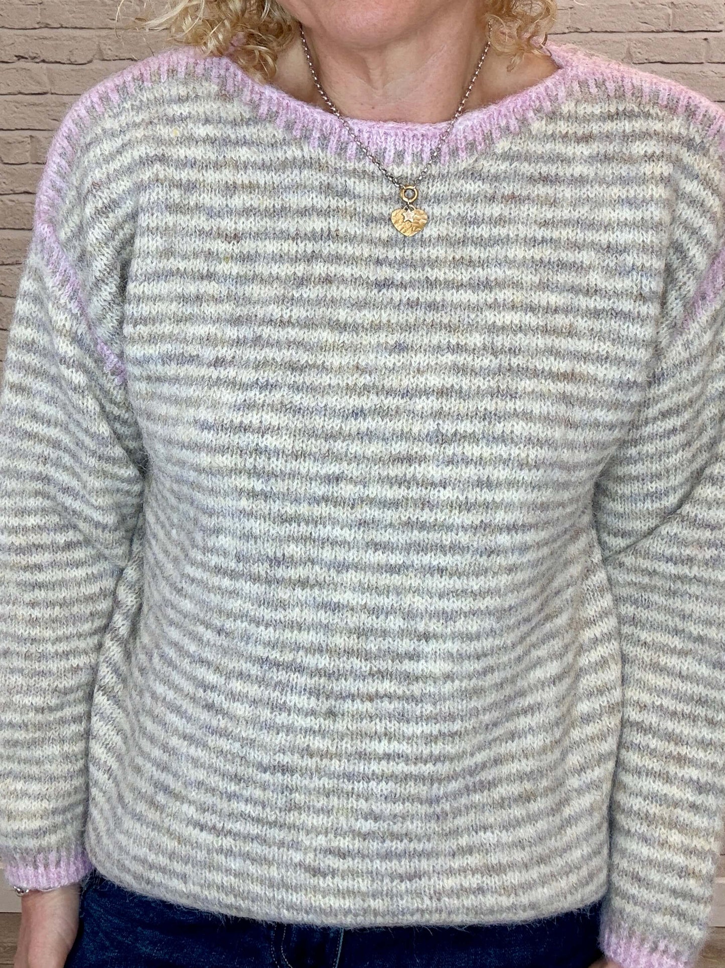 Stockholm Stitch Jumper | Pink & Taupe