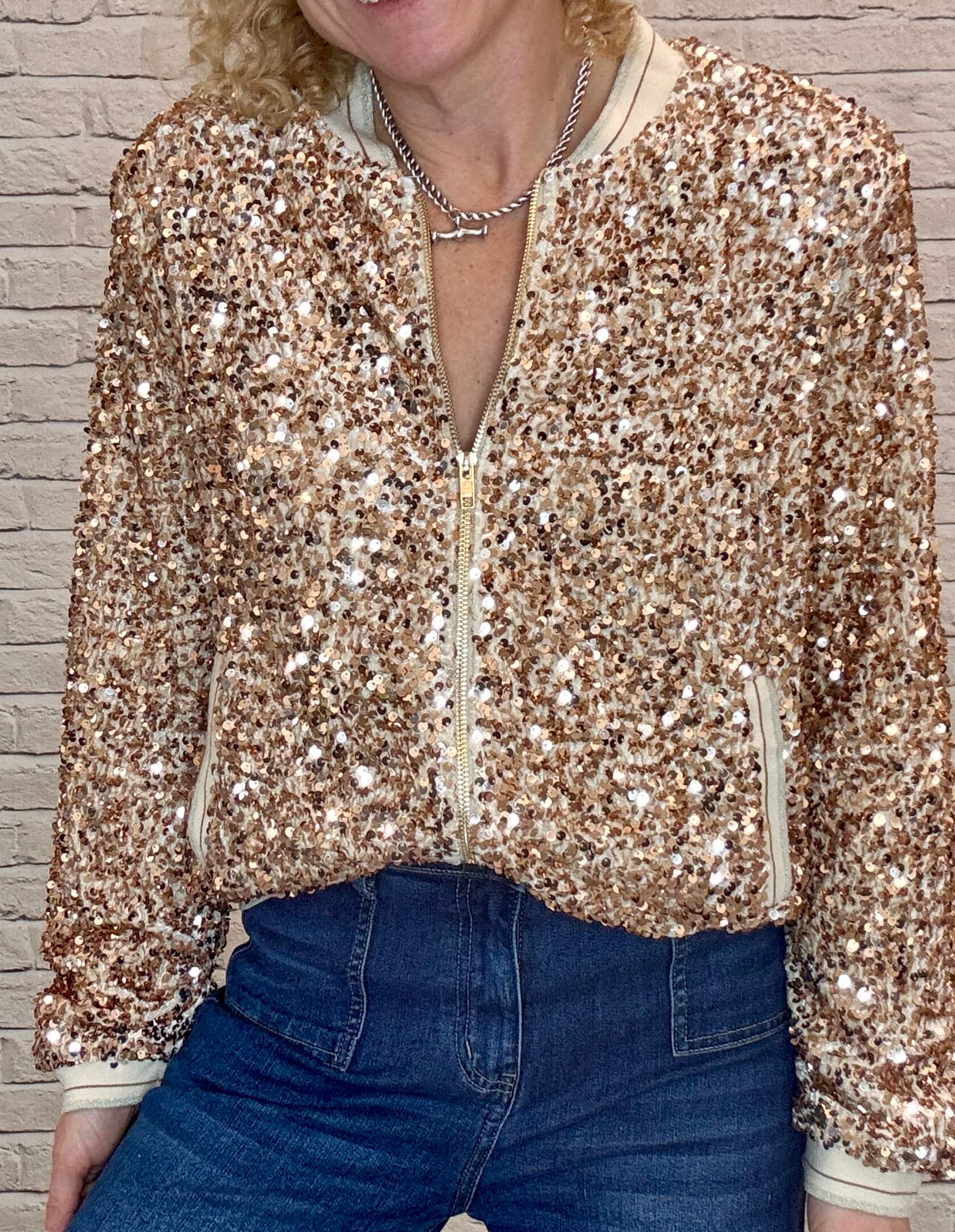 Sienna Sequin Bomber Jacket | Gold – LOVED by Da