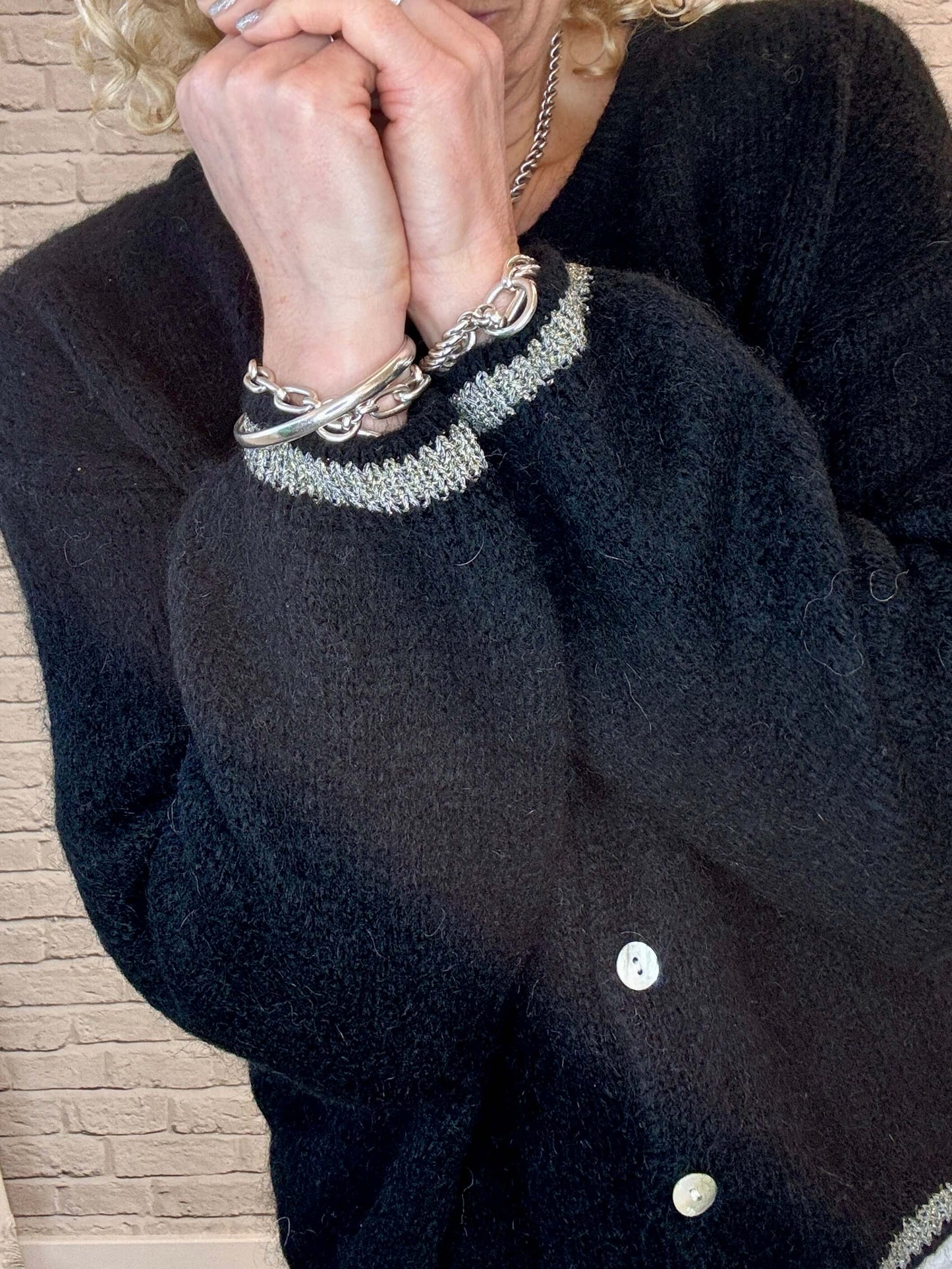 Long Sleeve Hamptons Cardigan | Black & Gold (NEW)