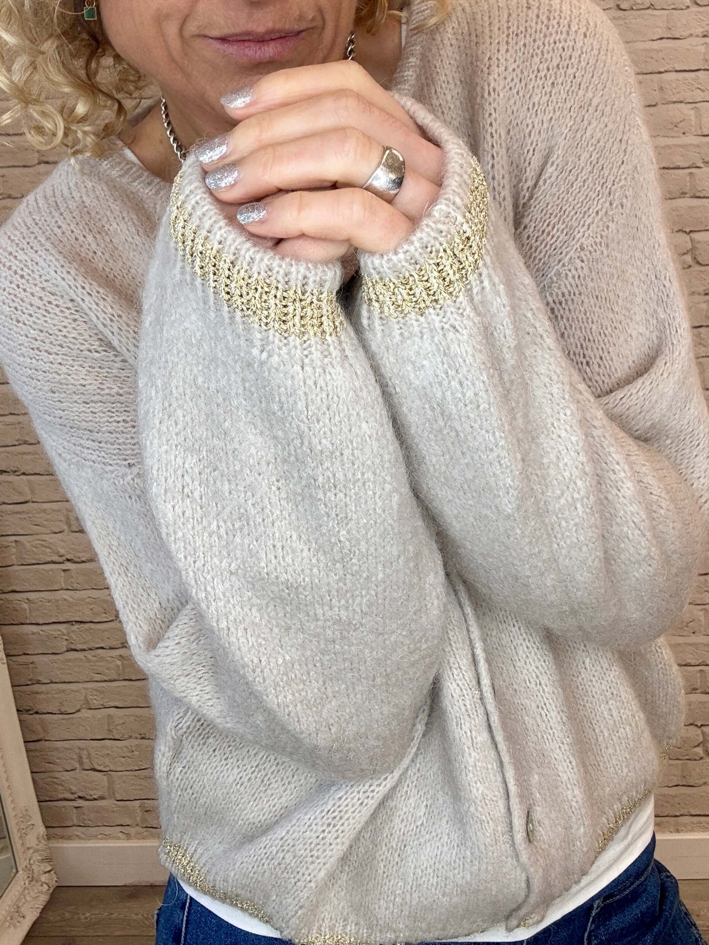 Long Sleeve Hamptons Cardigan | Buff & Gold (NEW)
