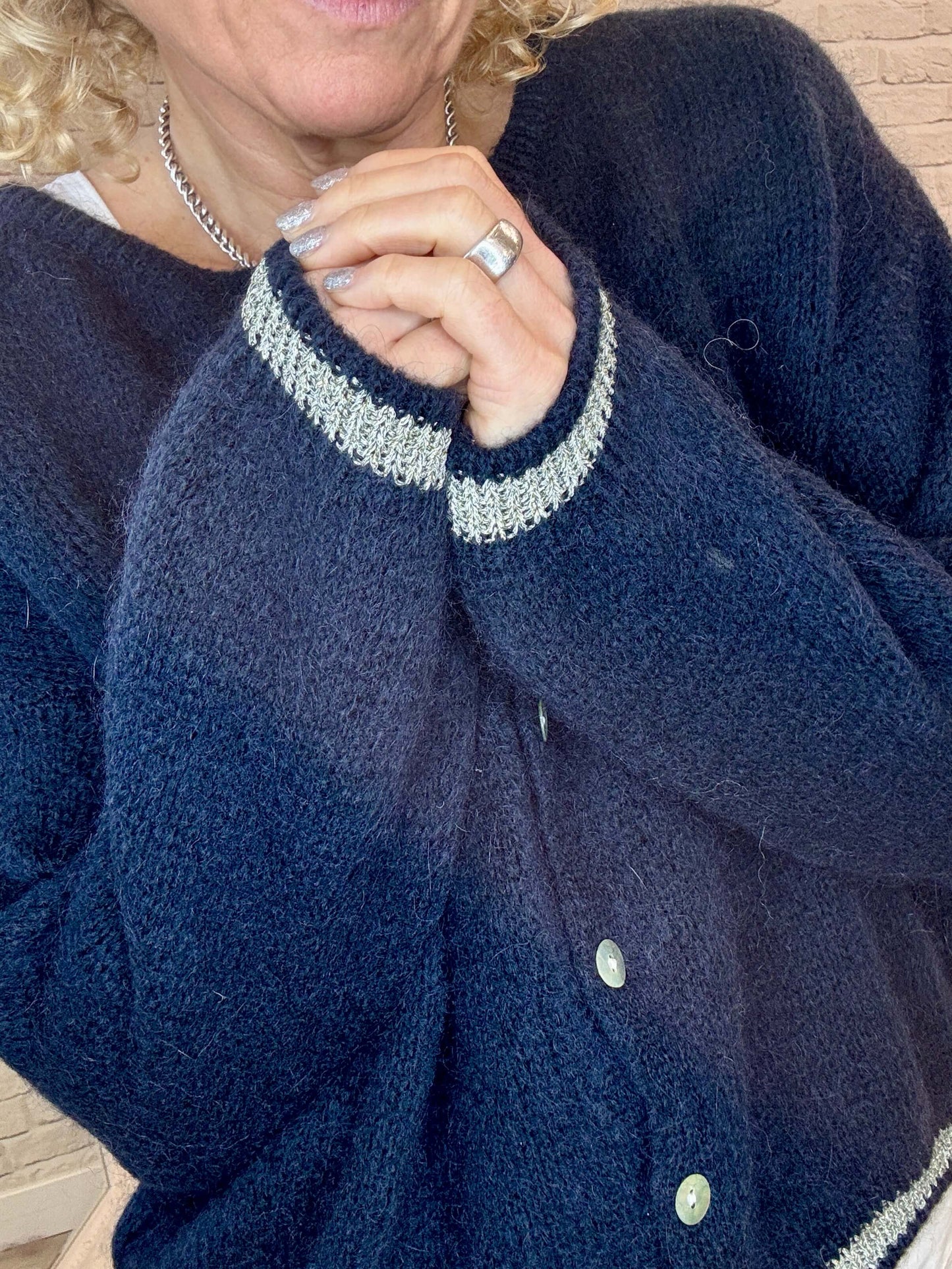 Long Sleeve Hamptons Cardigan | Navy & Gold (NEW)