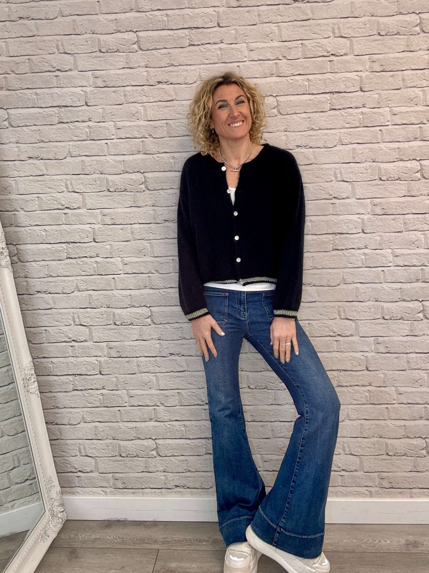 Long Sleeve Hamptons Cardigan | Navy & Gold (NEW)