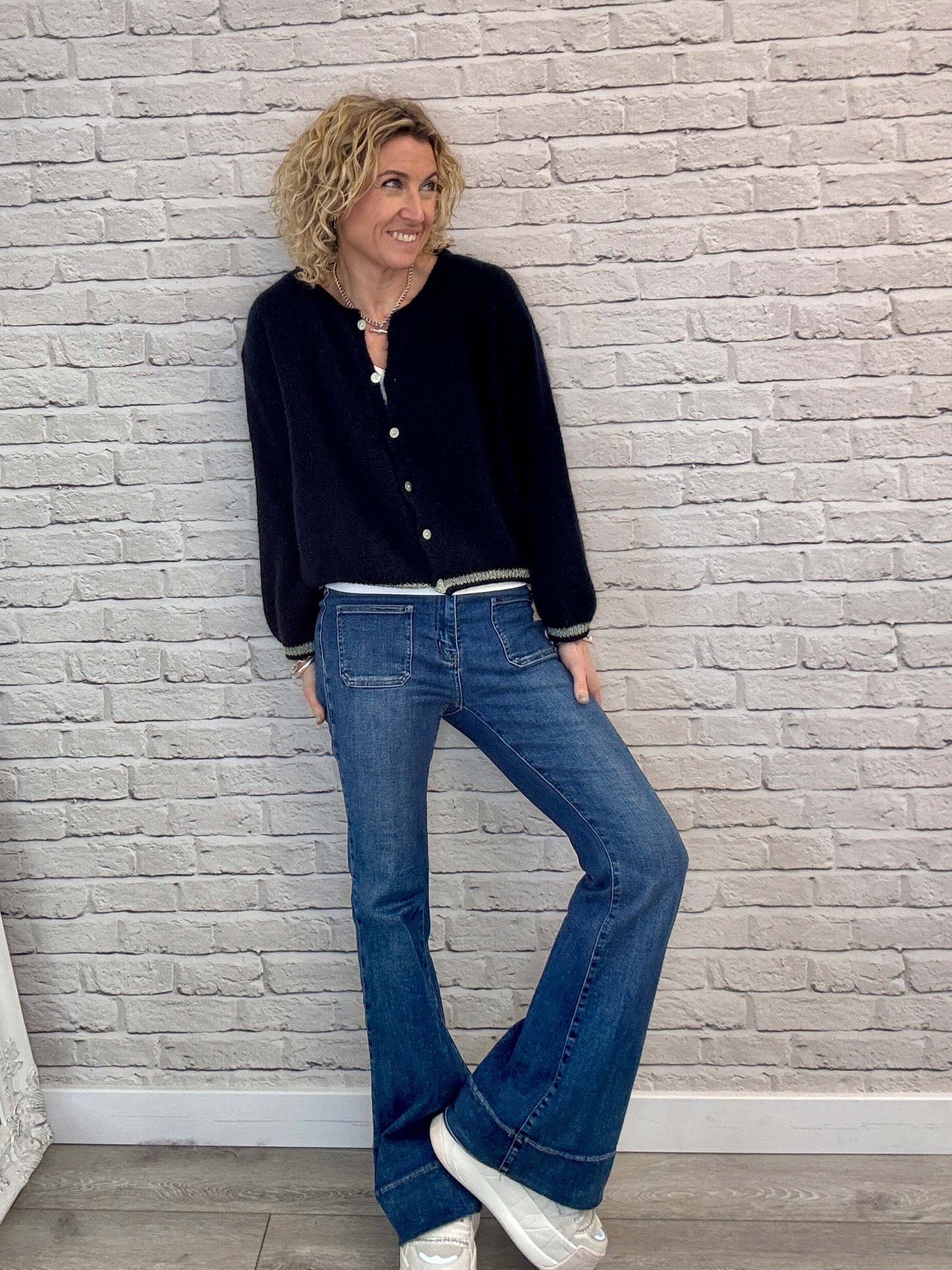 Long Sleeve Hamptons Cardigan | Navy & Gold (NEW)