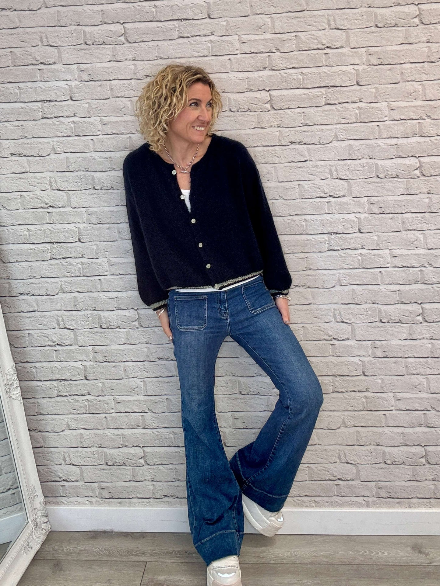 Long Sleeve Hamptons Cardigan | Navy & Gold (NEW)