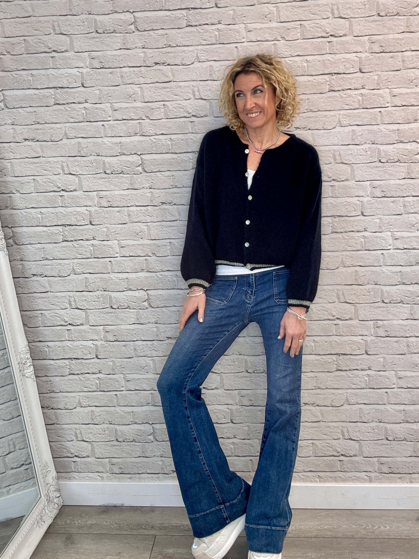 Long Sleeve Hamptons Cardigan | Navy & Gold (NEW)