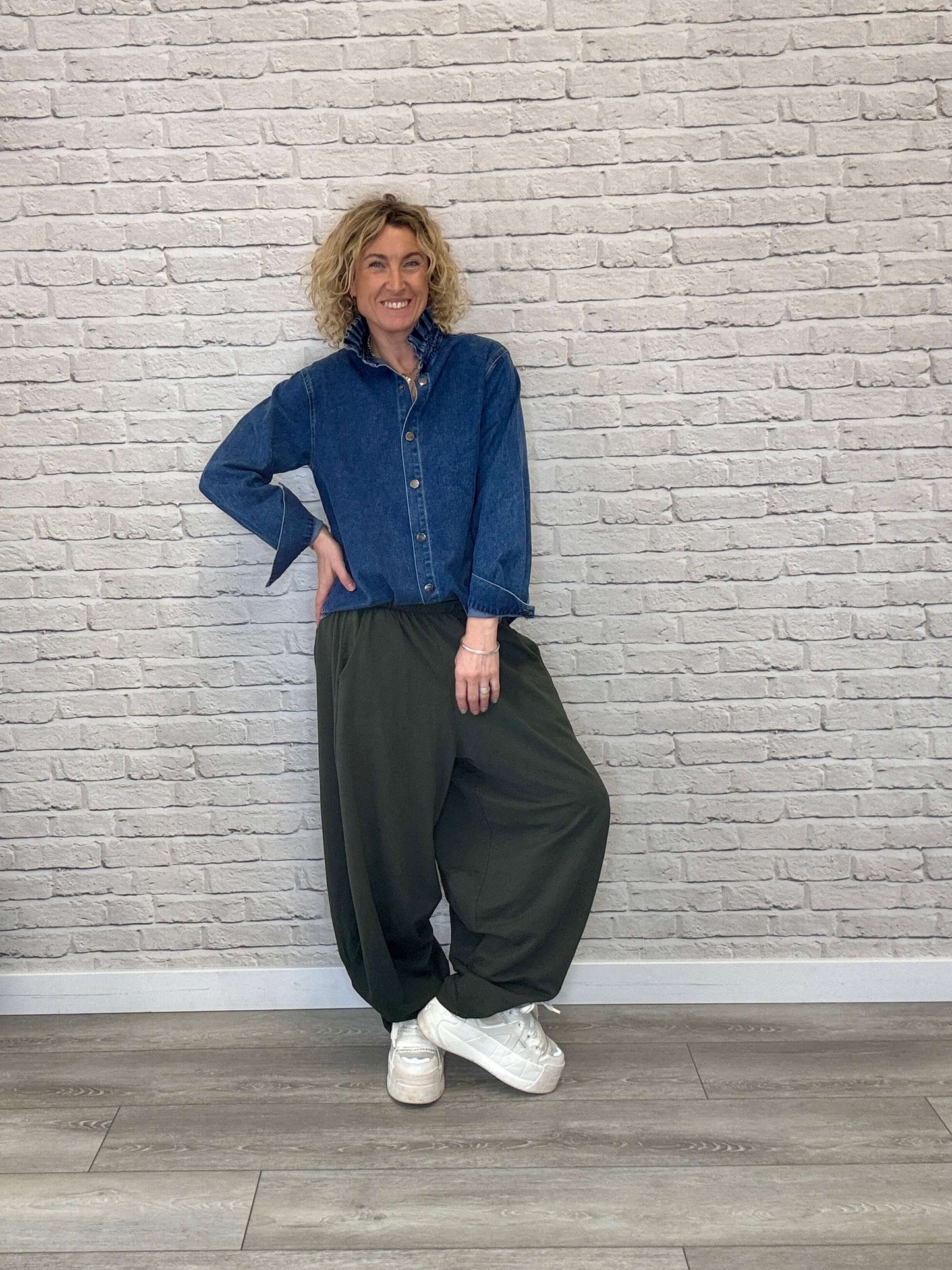 Lara Denim Ruffle-Collar Shacket