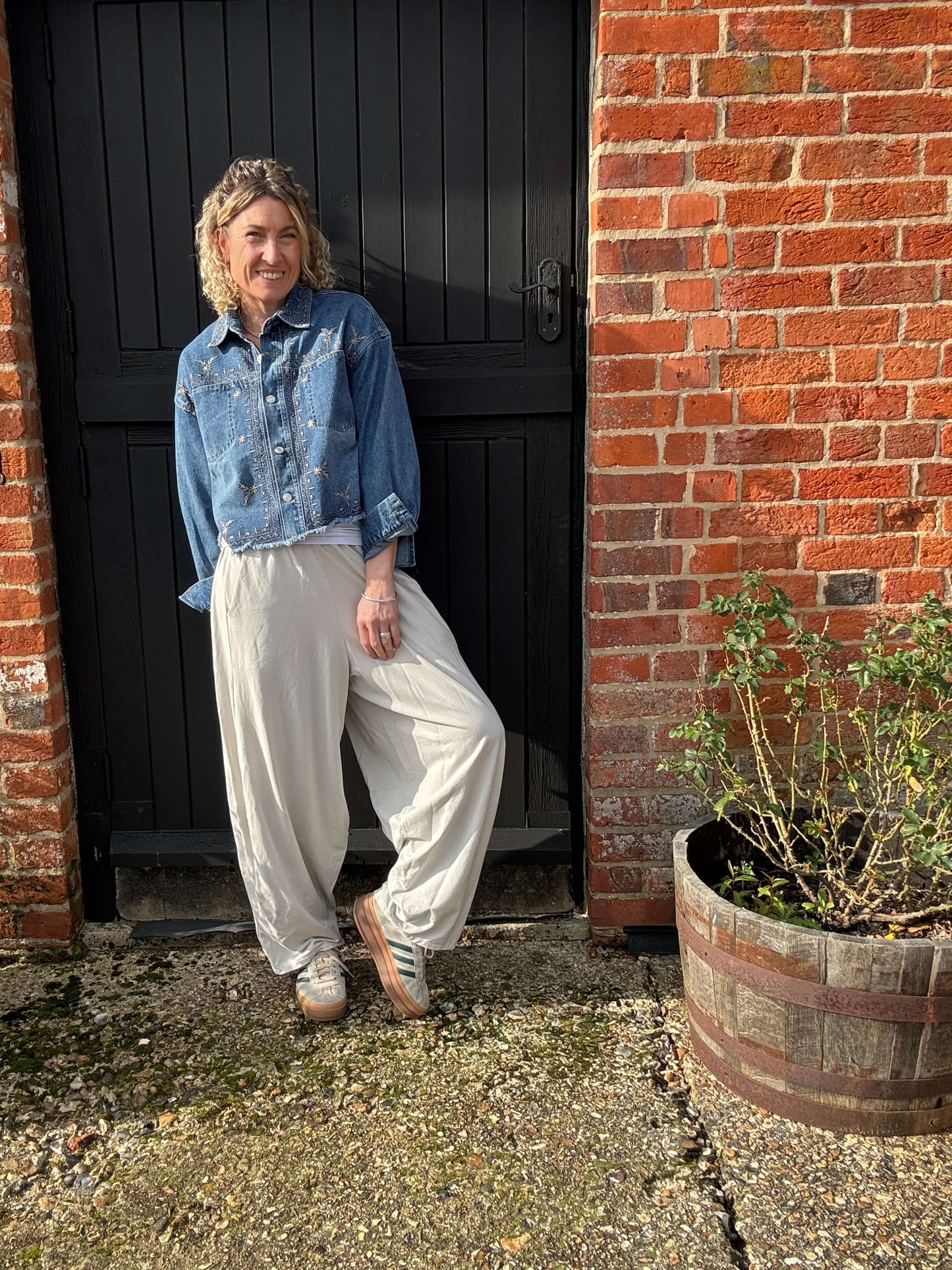 Camden Barrel Joggers | Beige (longer length)