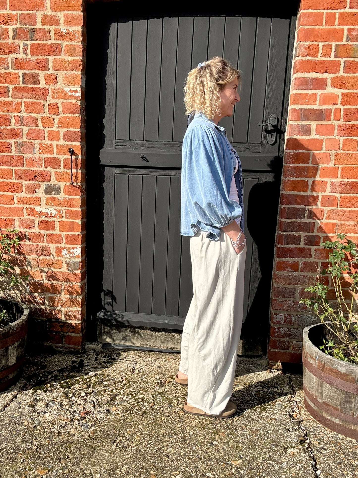 Camden Barrel Joggers | Beige (longer length)