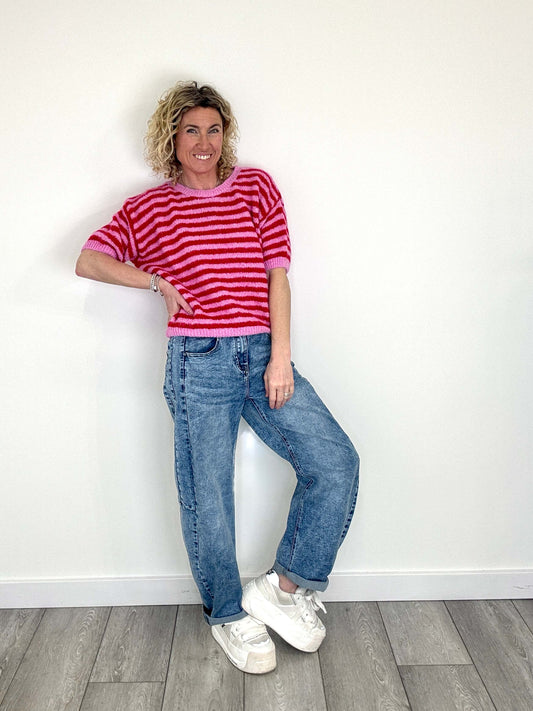 The Brighton Stripe Jumper | Pink & Red