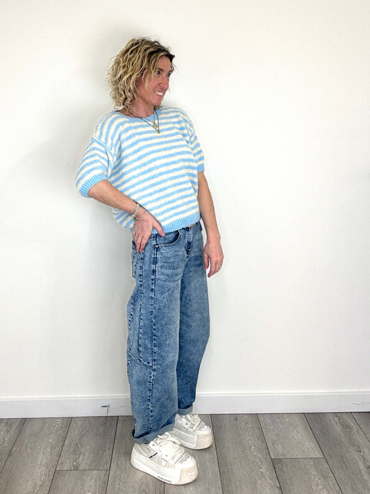 The Brighton Stripe Jumper | Blue & Ecru