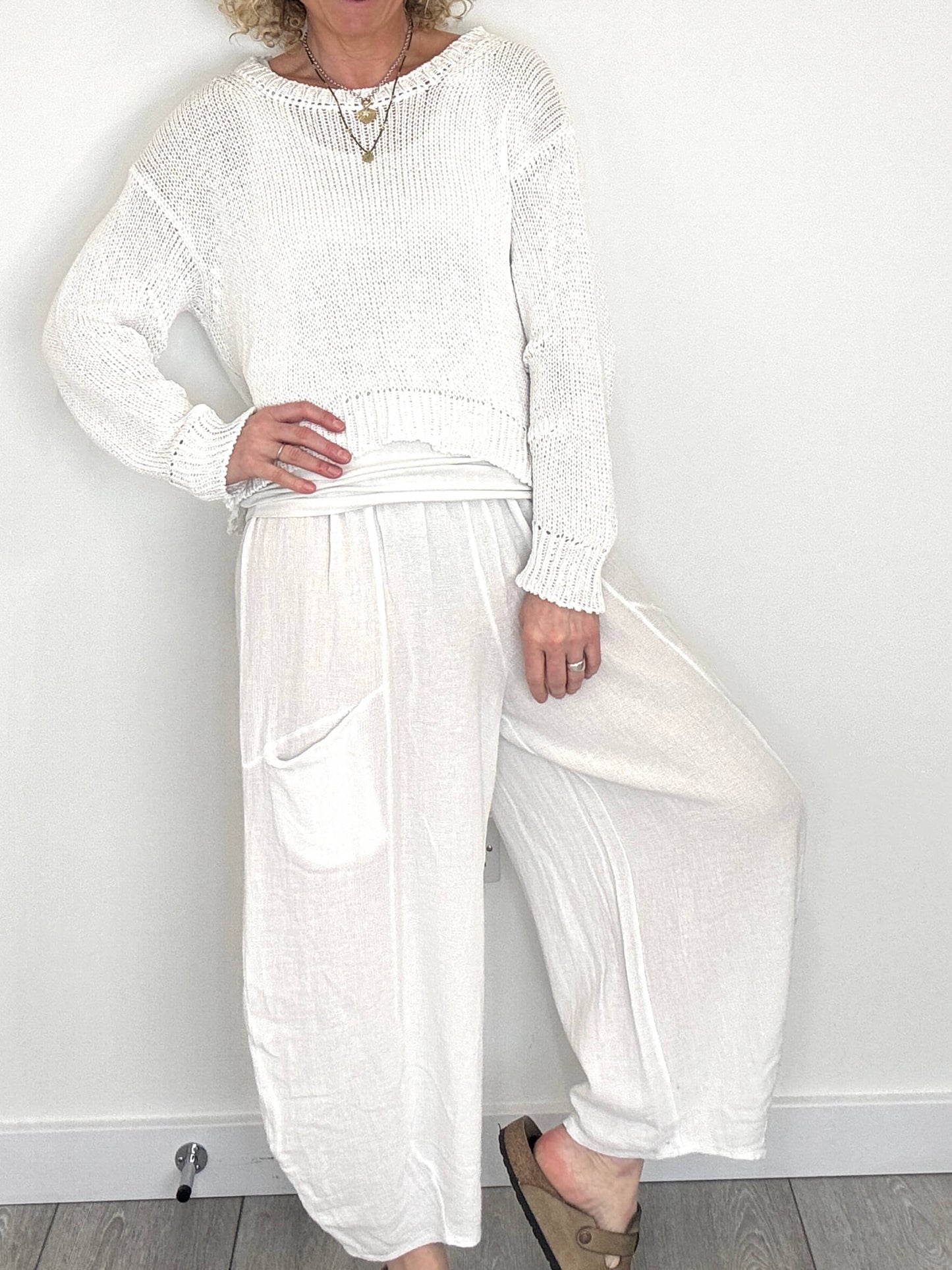 Nomad Barrel Pant | White