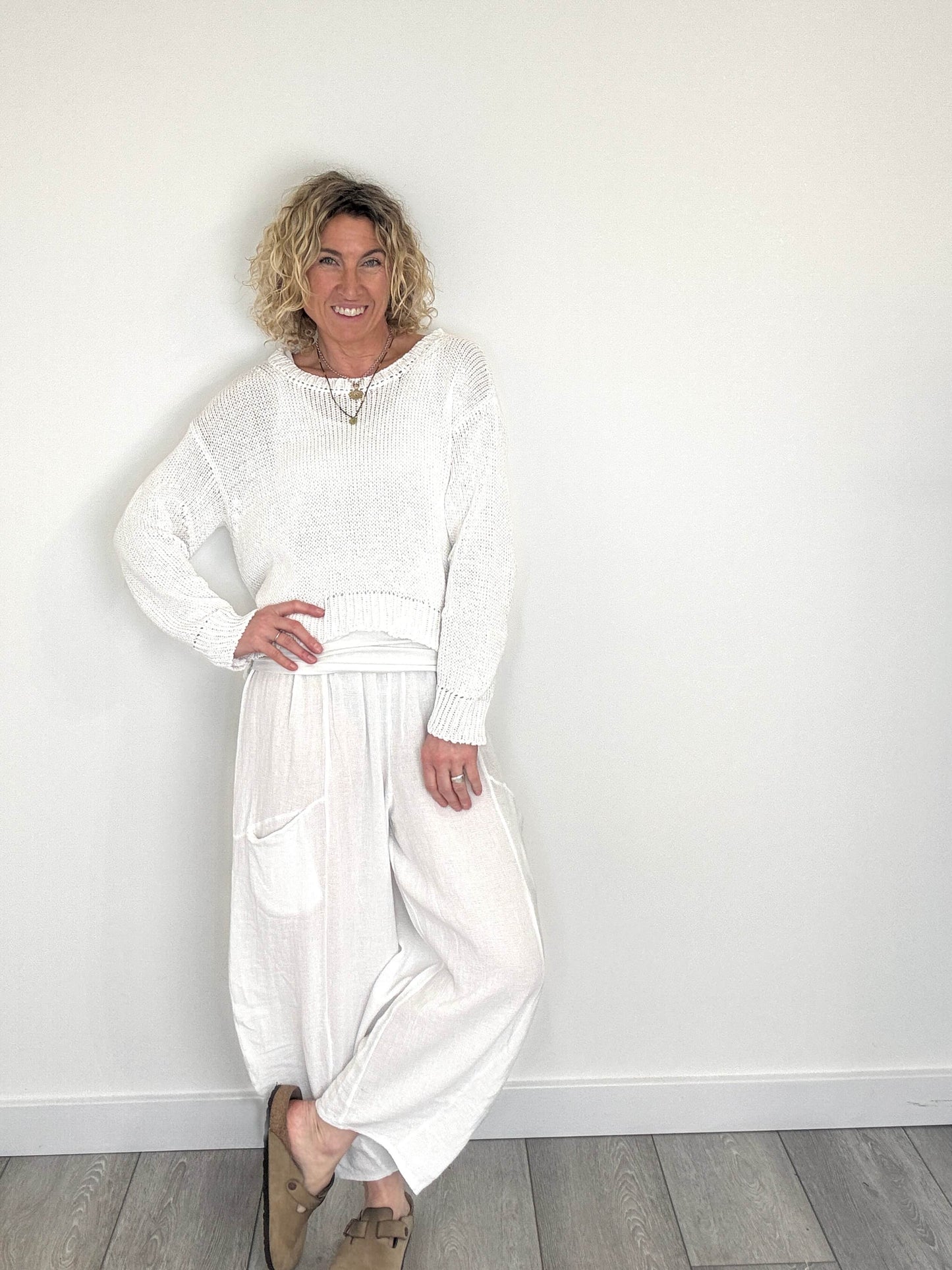 Nomad Barrel Pant | White