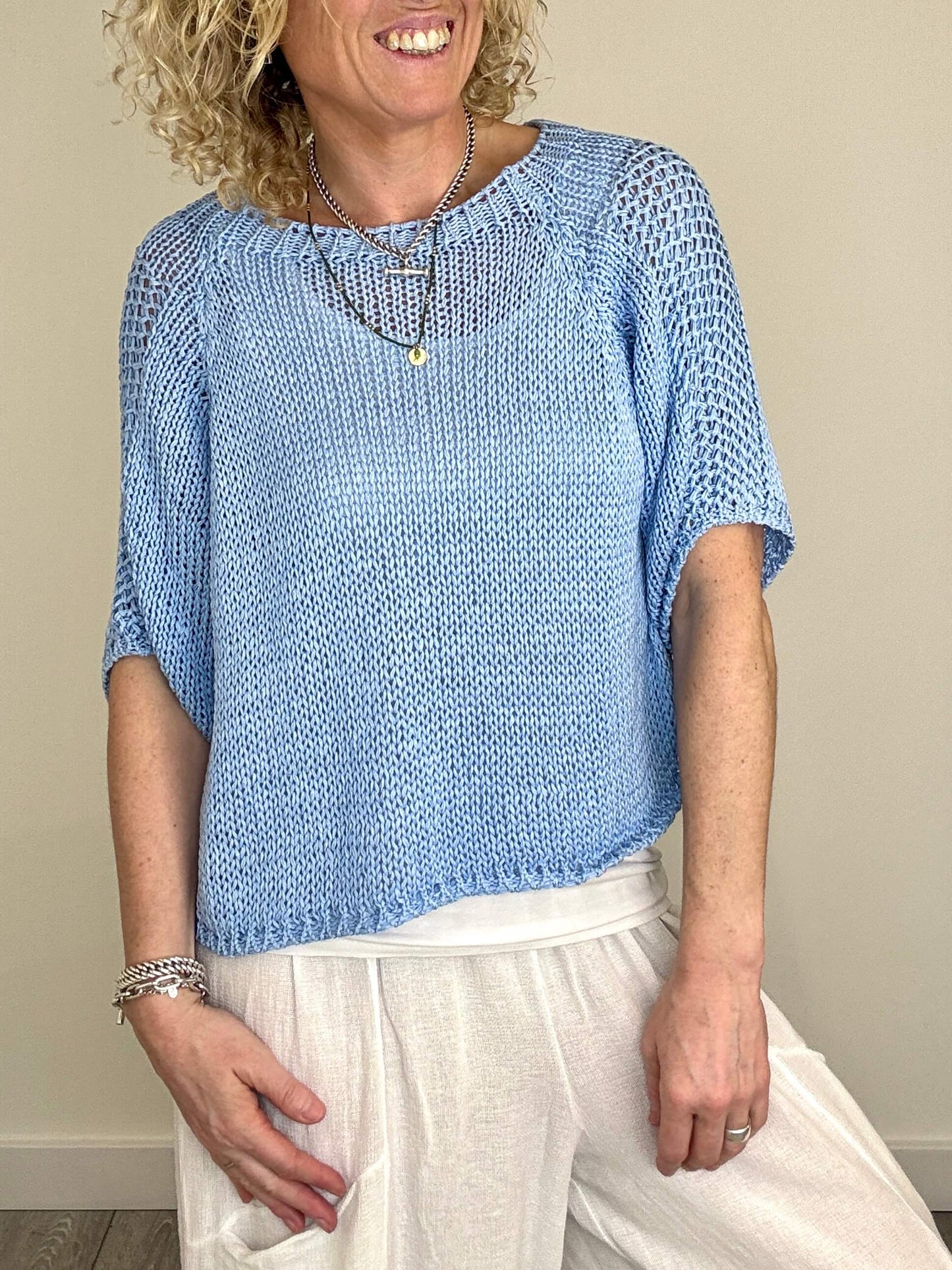 San Tropez Crochet Knit | Sky