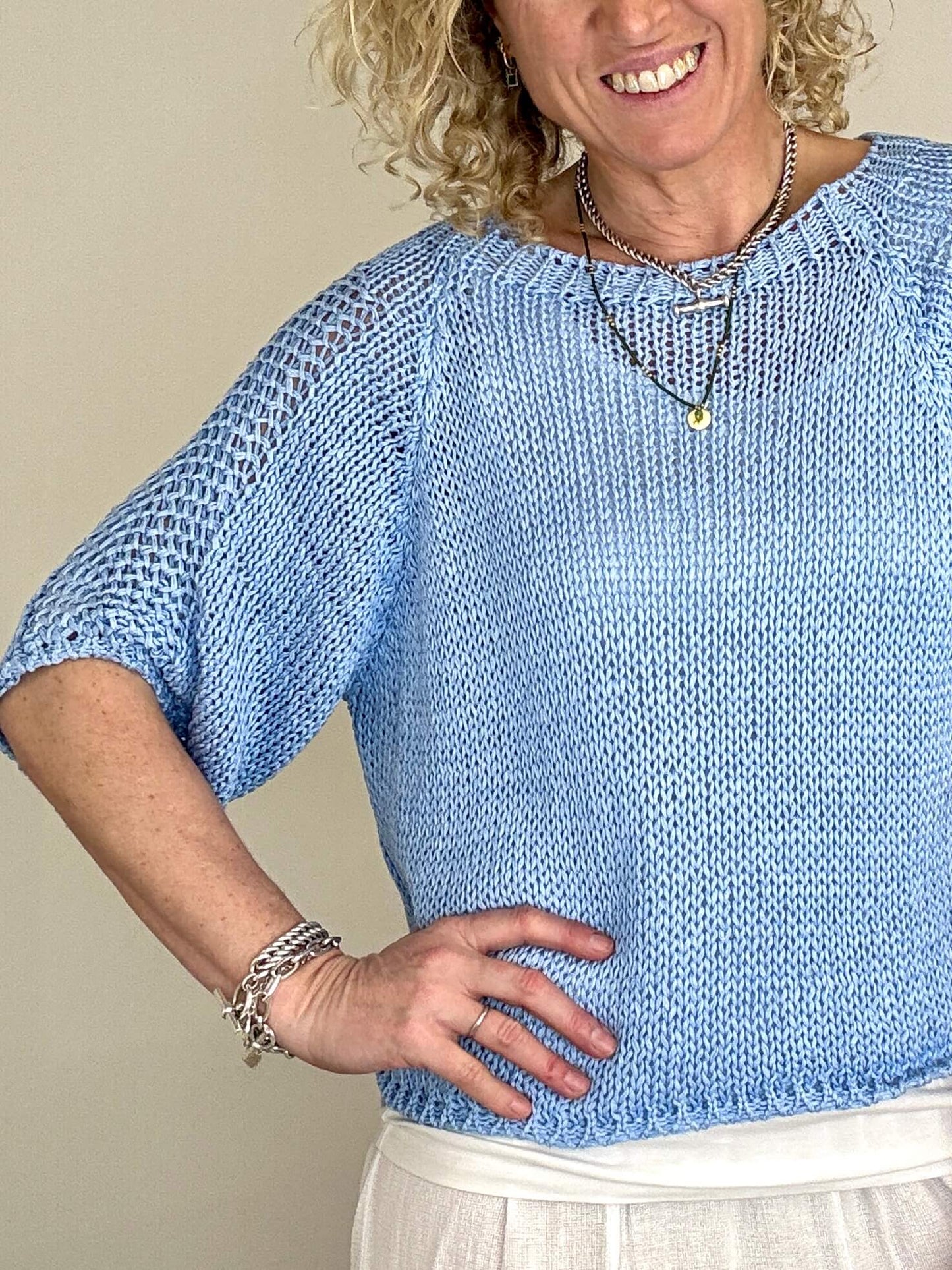 San Tropez Crochet Knit | Sky