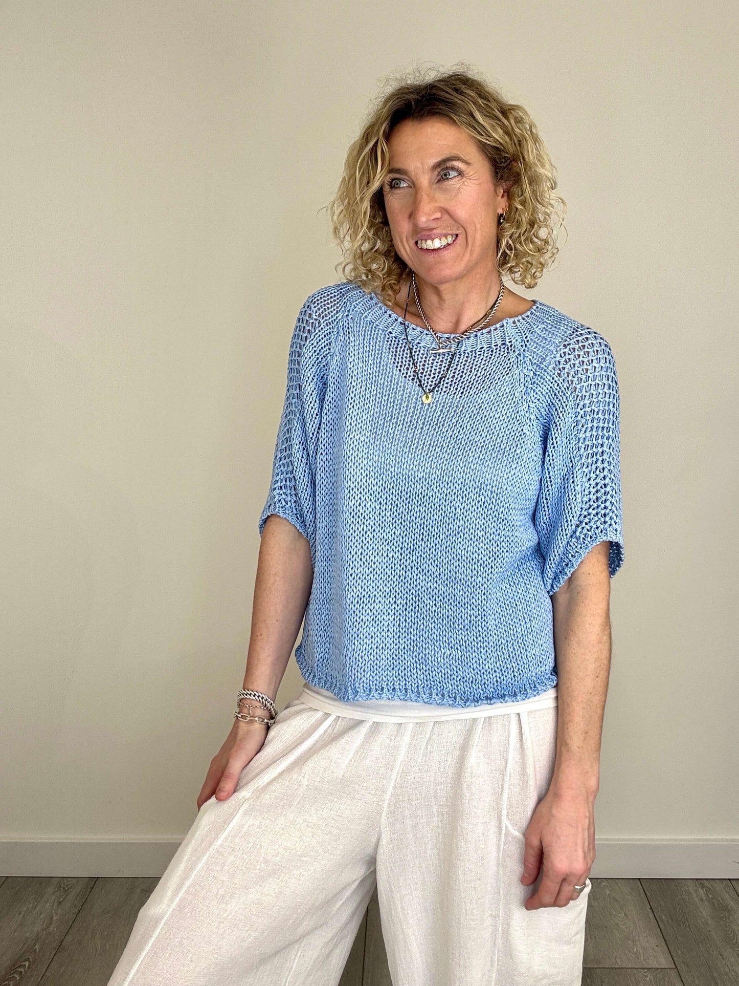 San Tropez Crochet Knit | Sky