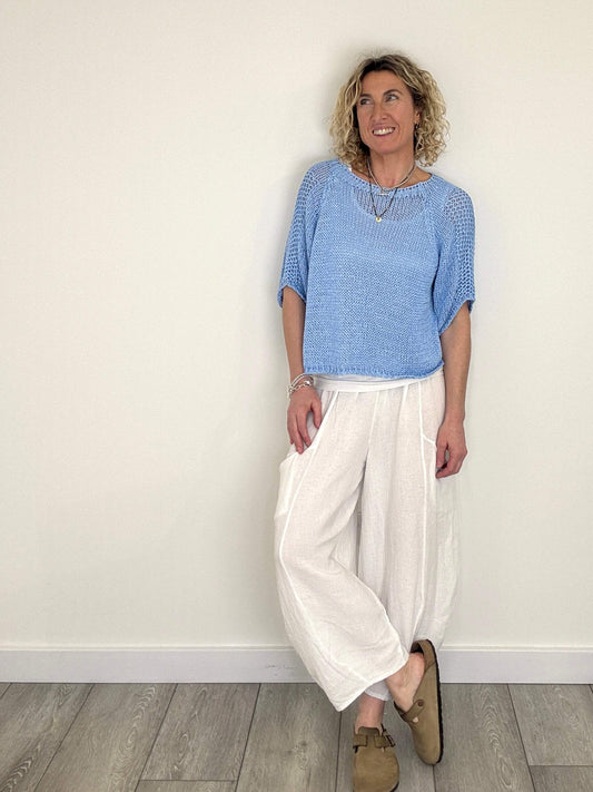 San Tropez Crochet Knit | Sky