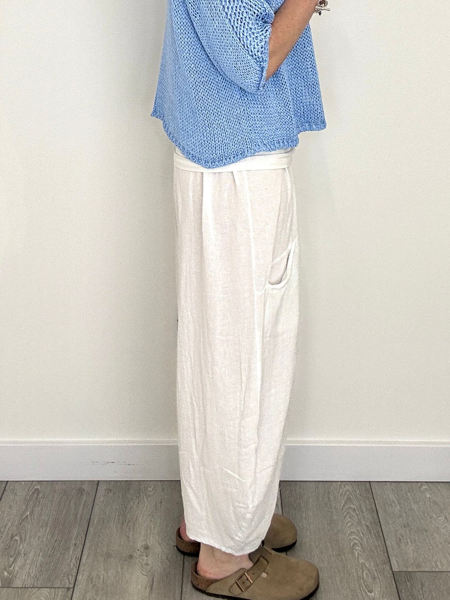 Nomad Barrel Pant | White