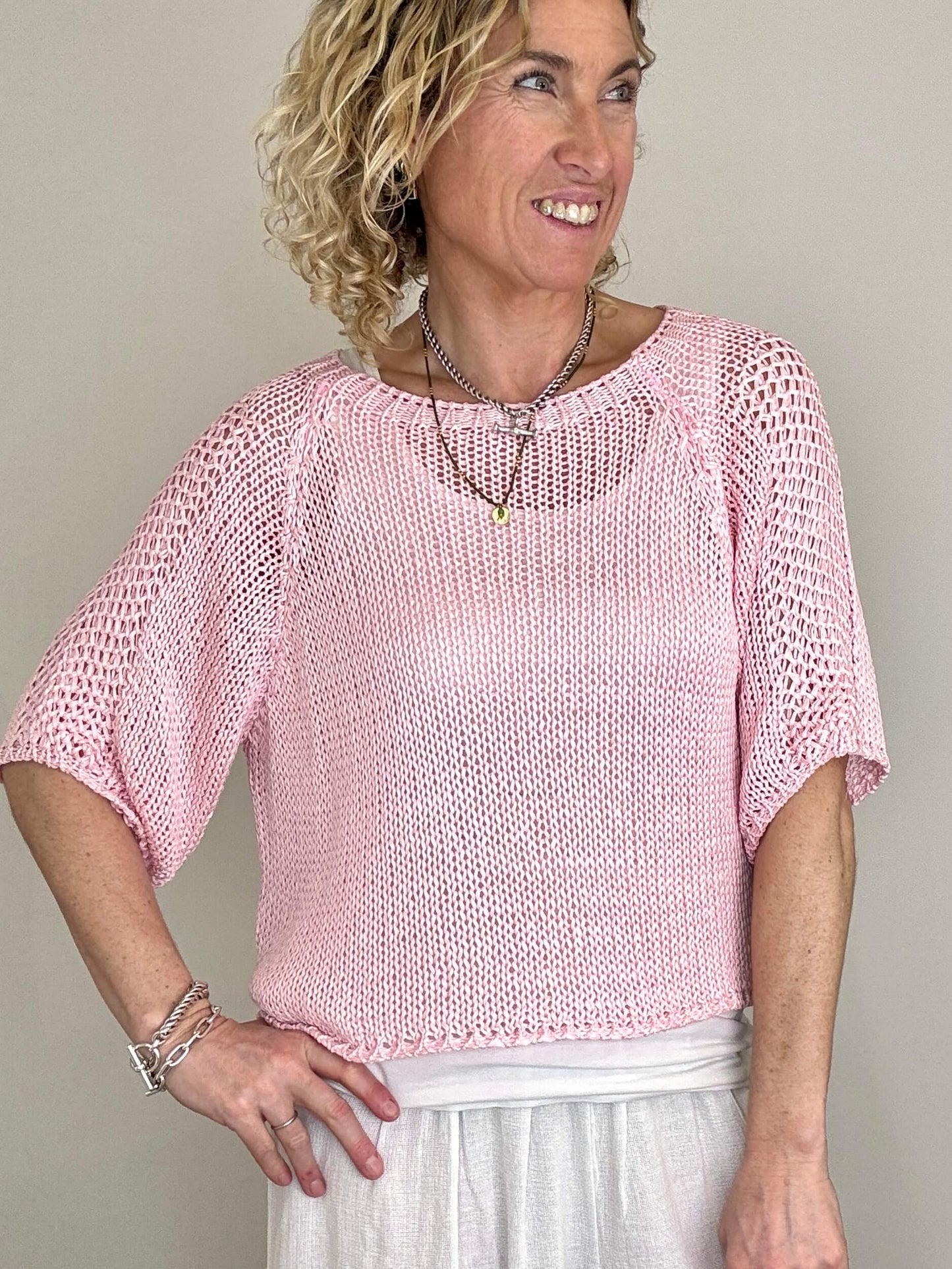 San Tropez Crochet Knit | Baby Pink