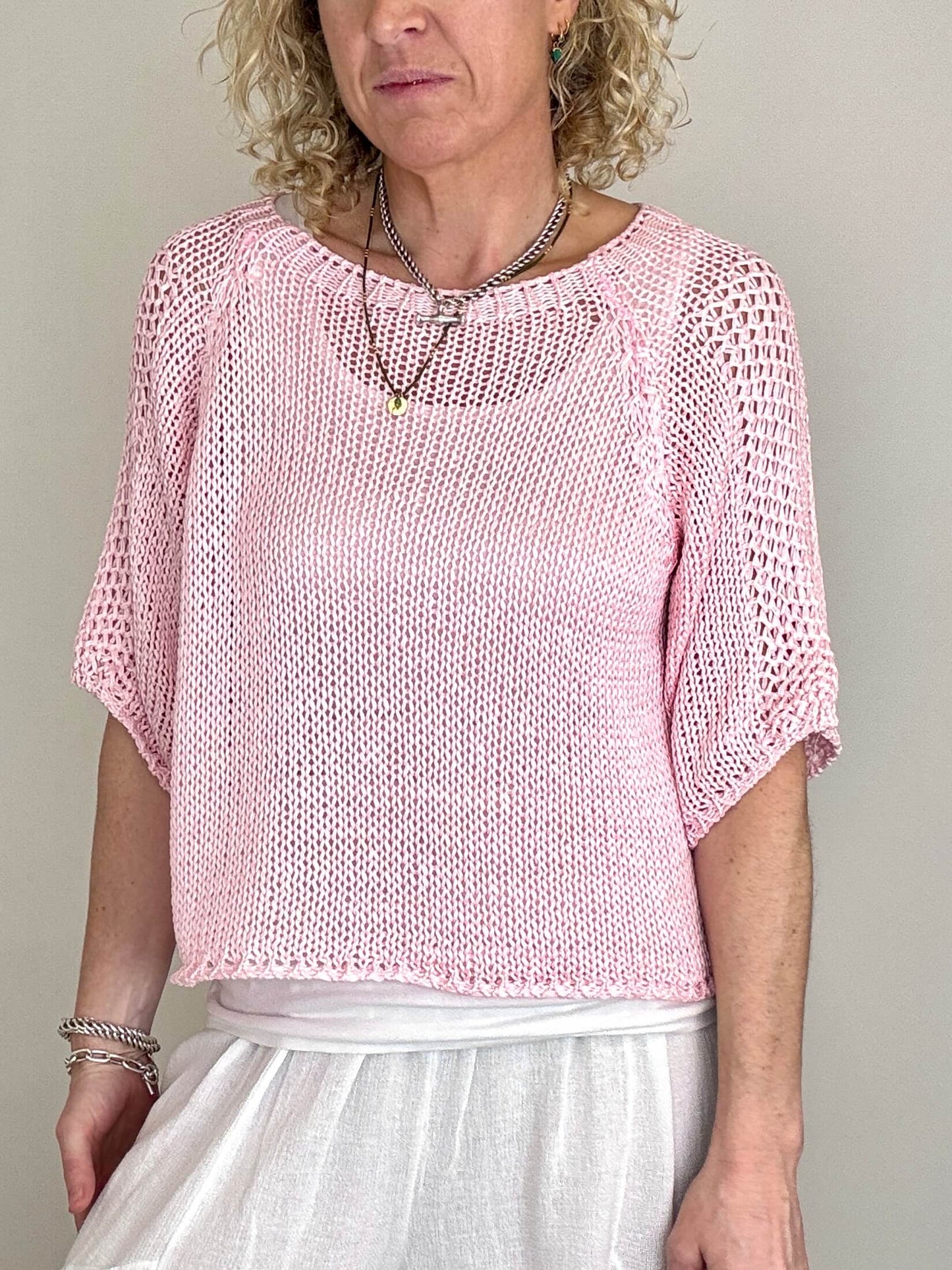 San Tropez Crochet Knit | Baby Pink