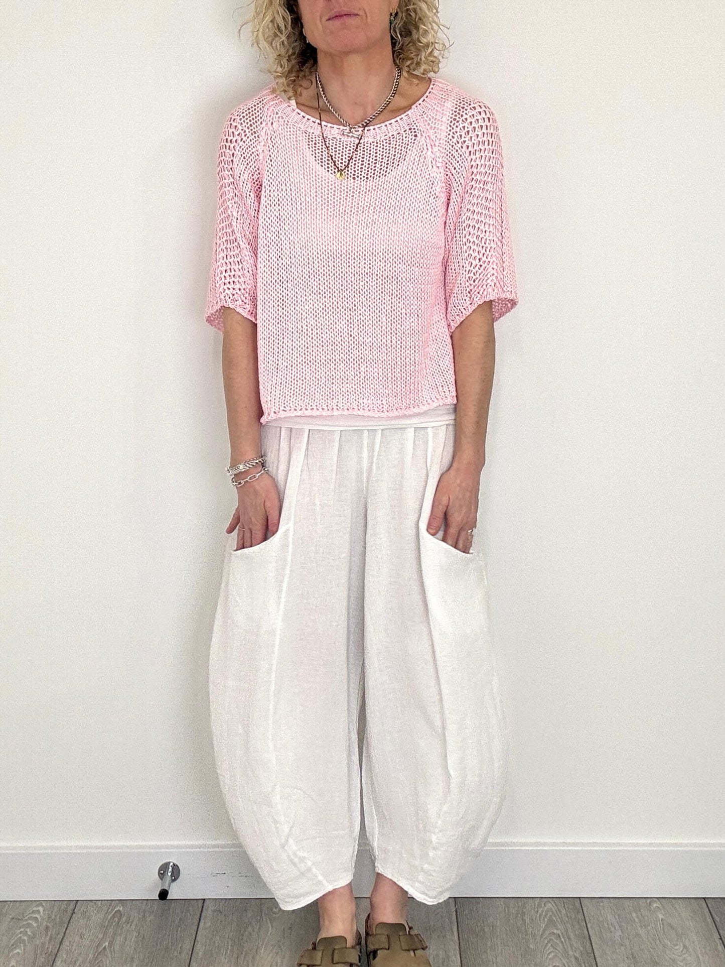 San Tropez Crochet Knit | Baby Pink