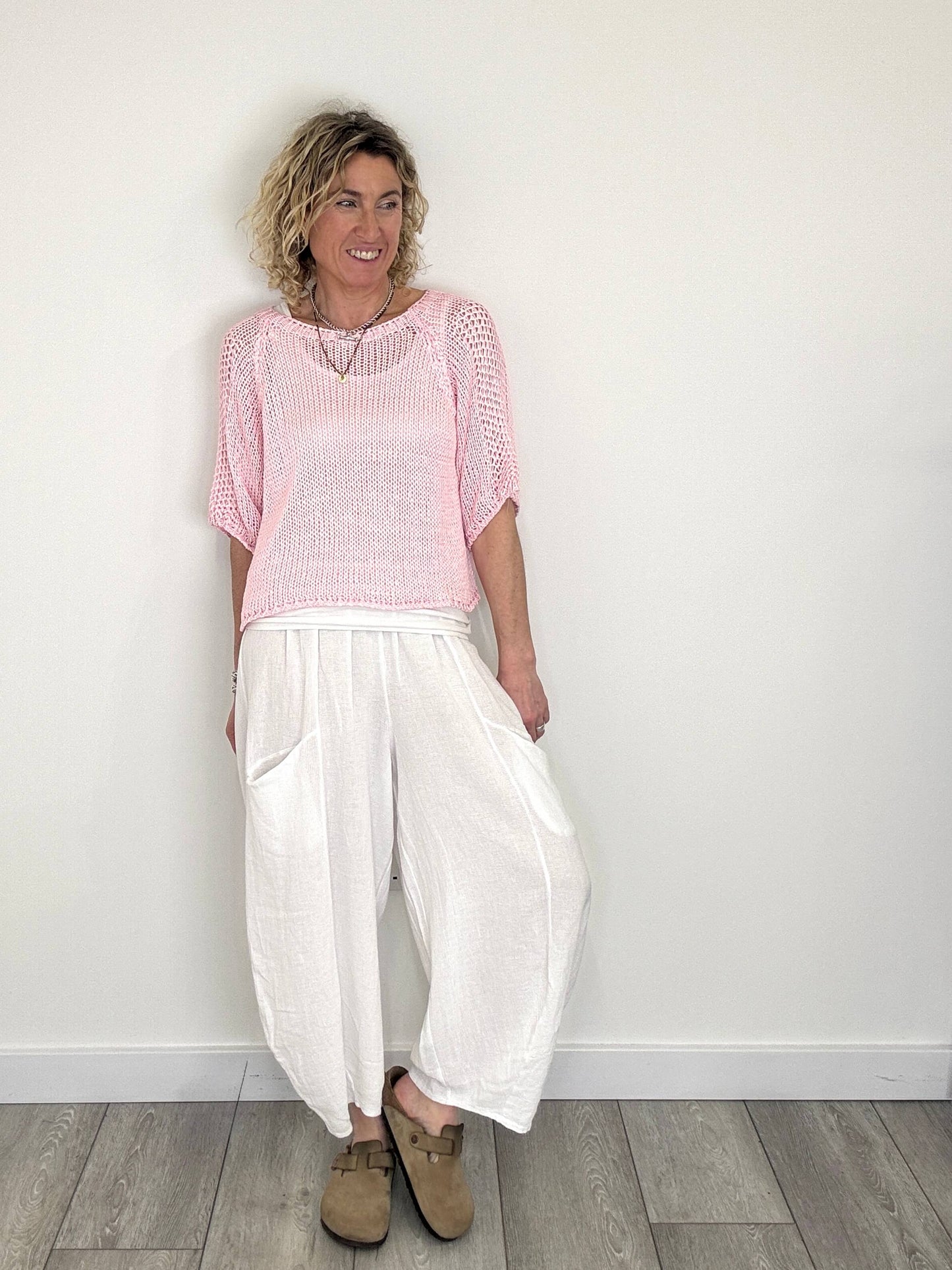 San Tropez Crochet Knit | Baby Pink