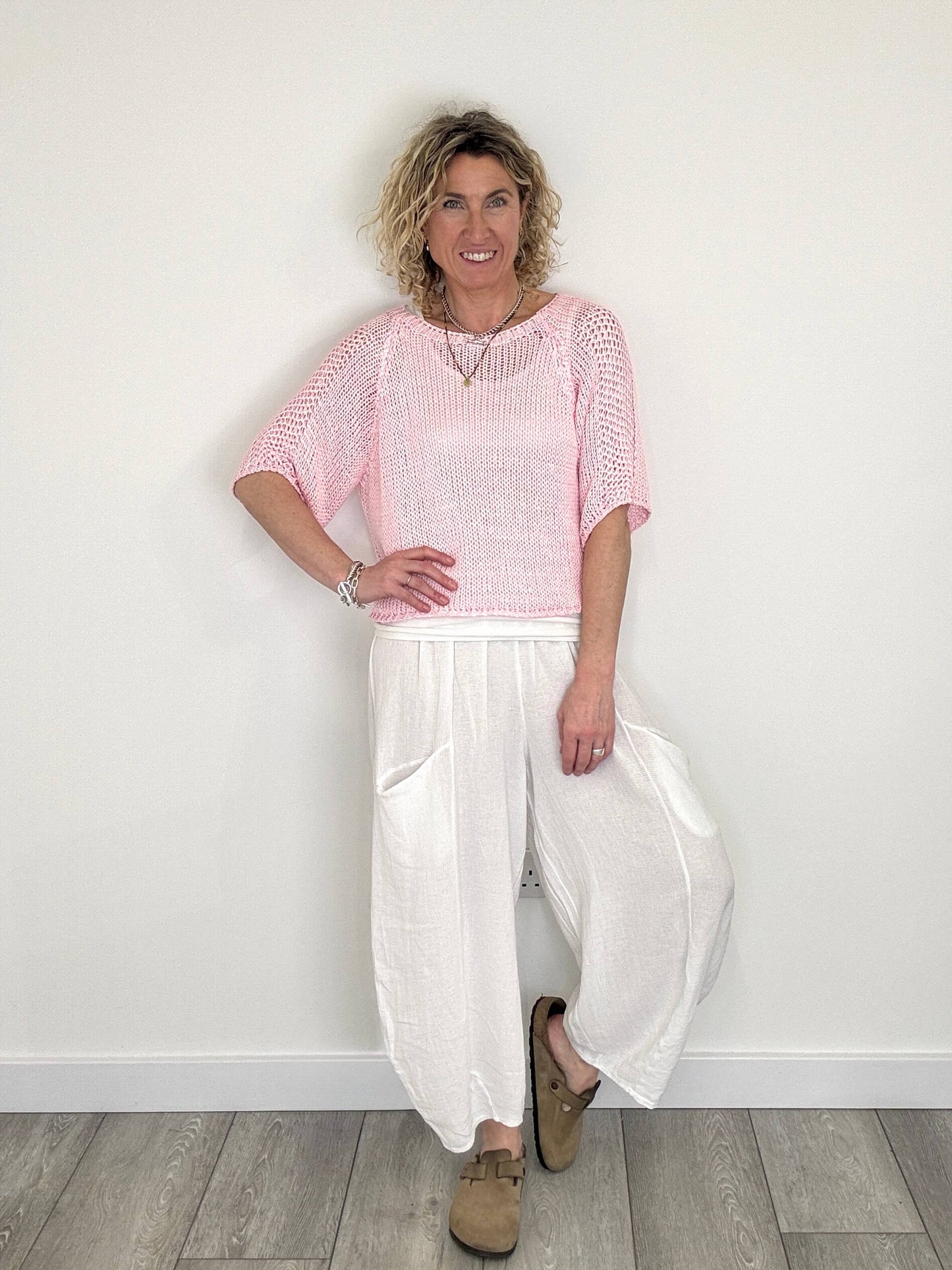 San Tropez Crochet Knit | Baby Pink