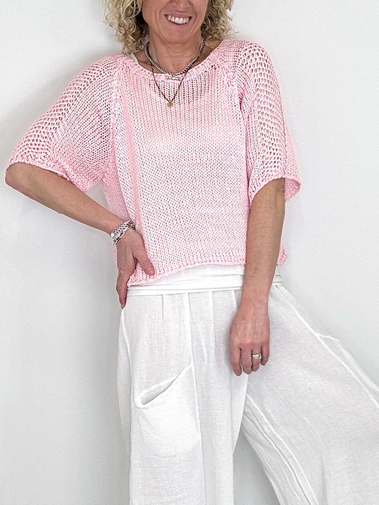 San Tropez Crochet Knit | Baby Pink