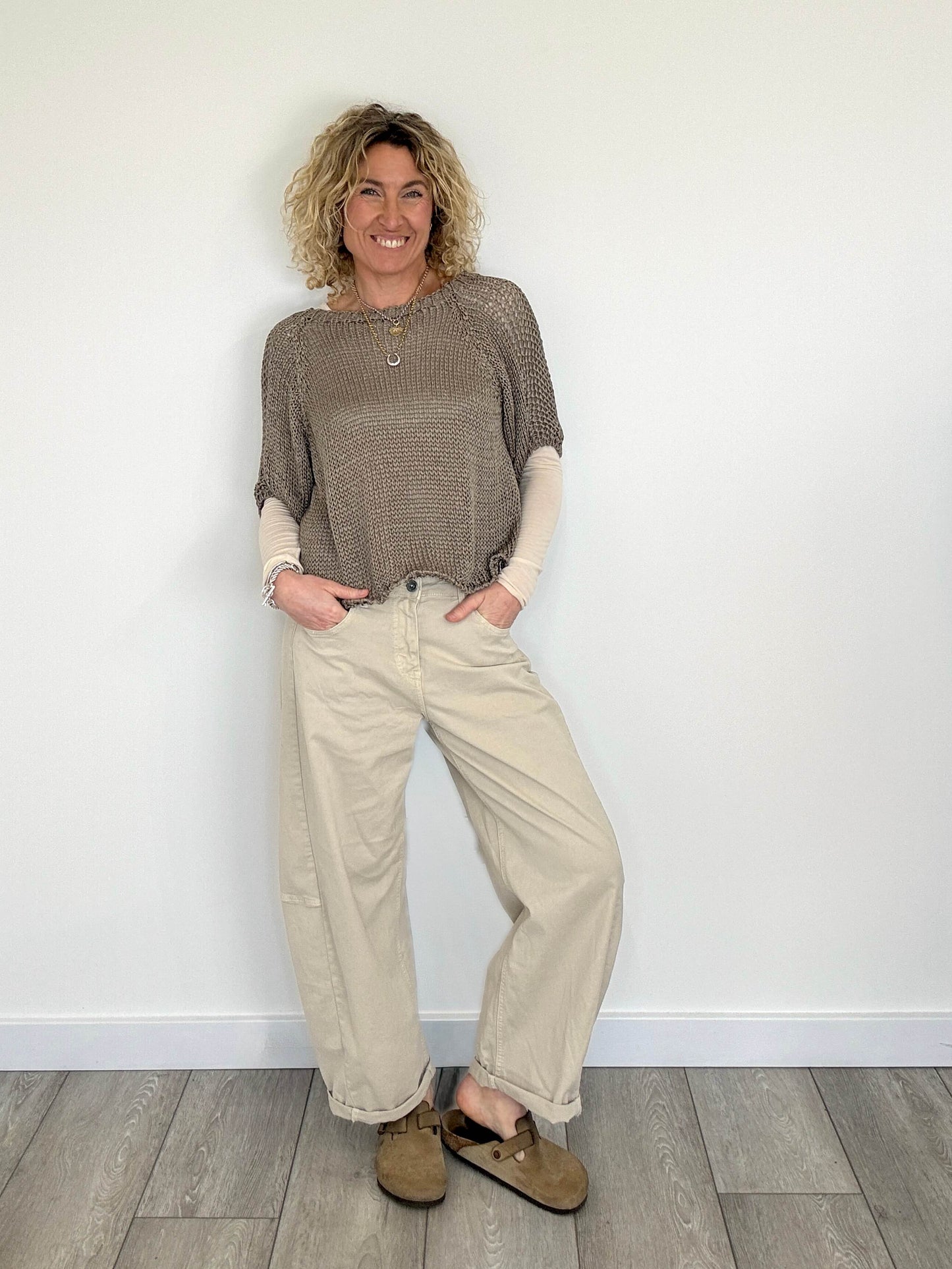 San Tropez Crochet Knit | Taupe