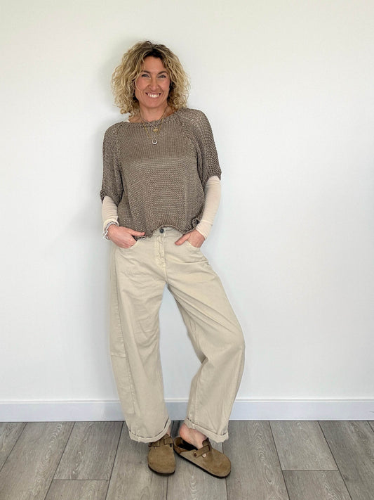 San Tropez Crochet Knit | Taupe