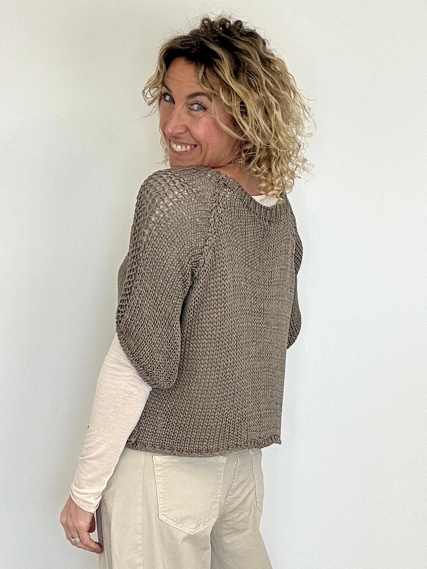 San Tropez Crochet Knit | Taupe
