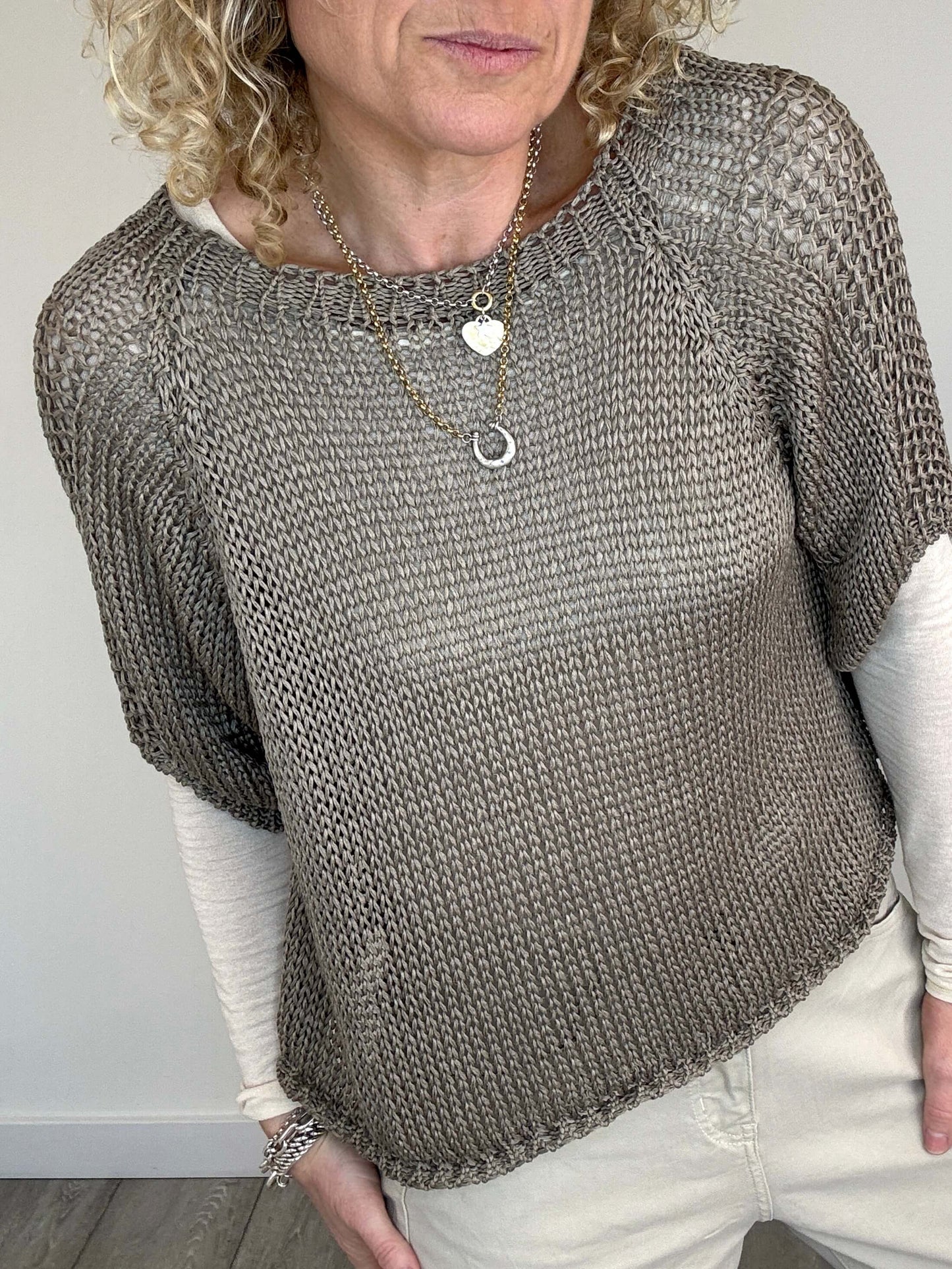 San Tropez Crochet Knit | Taupe