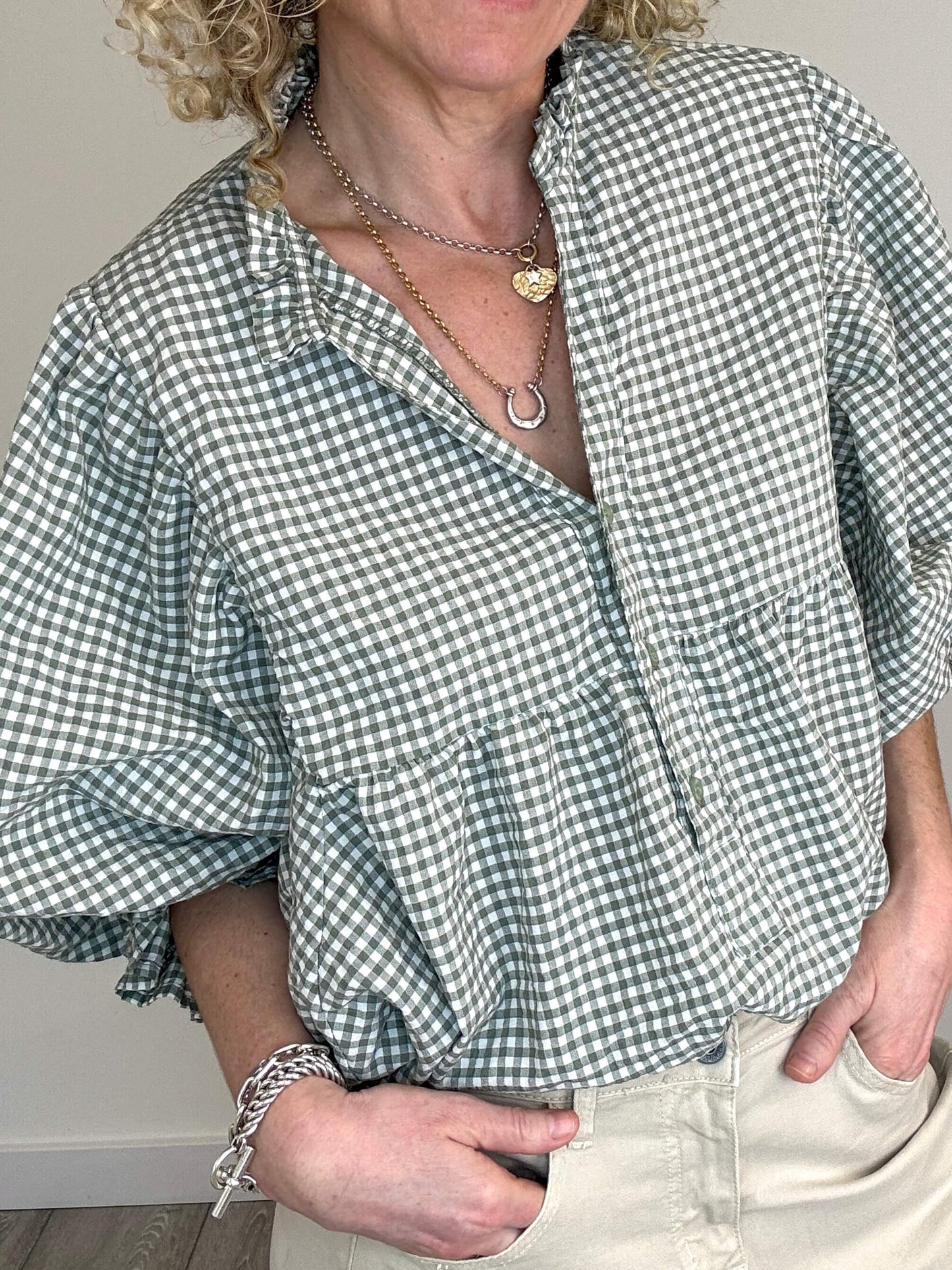 Honey Blouse | Sage Gingham