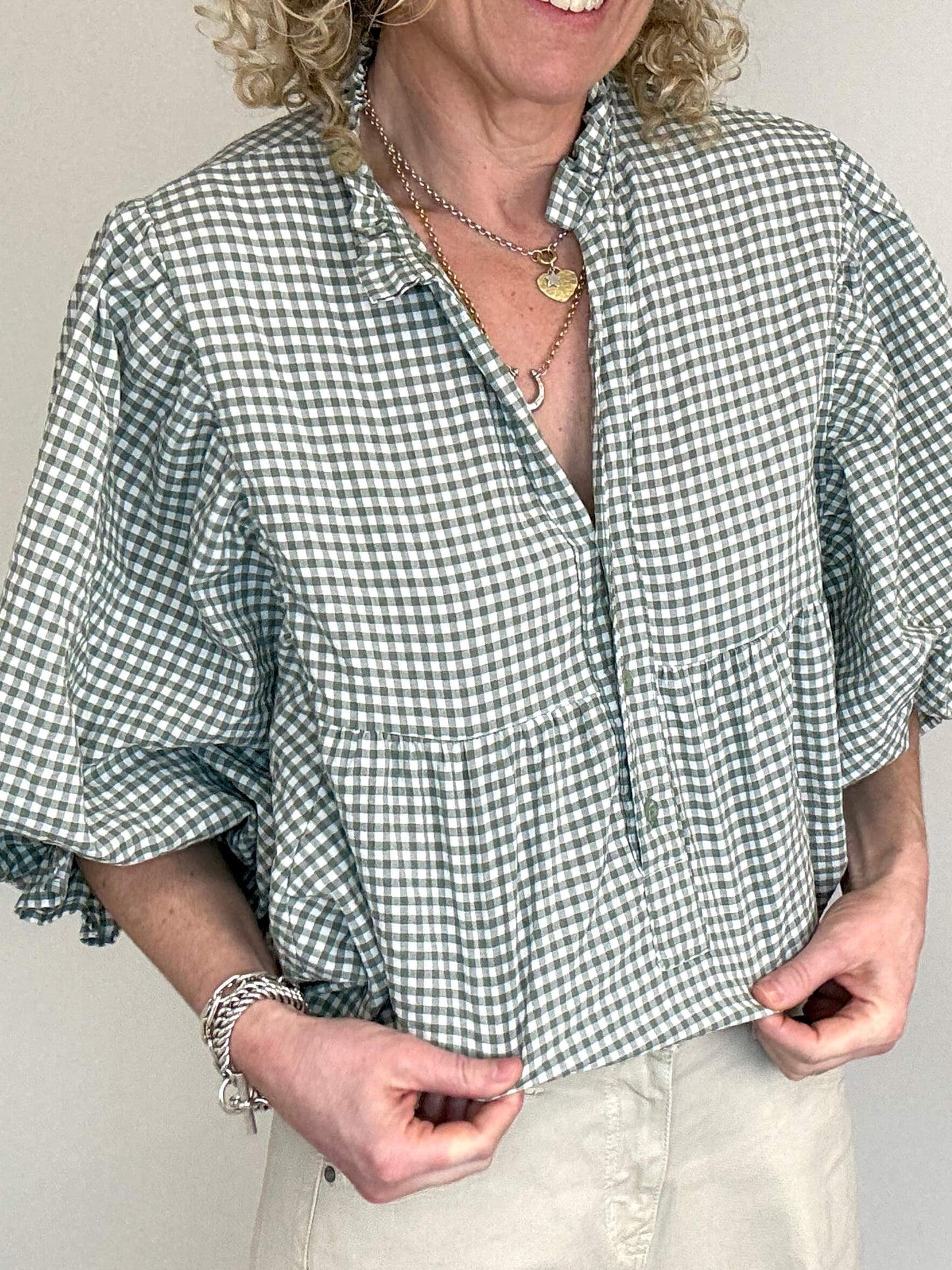 Honey Blouse | Sage Gingham