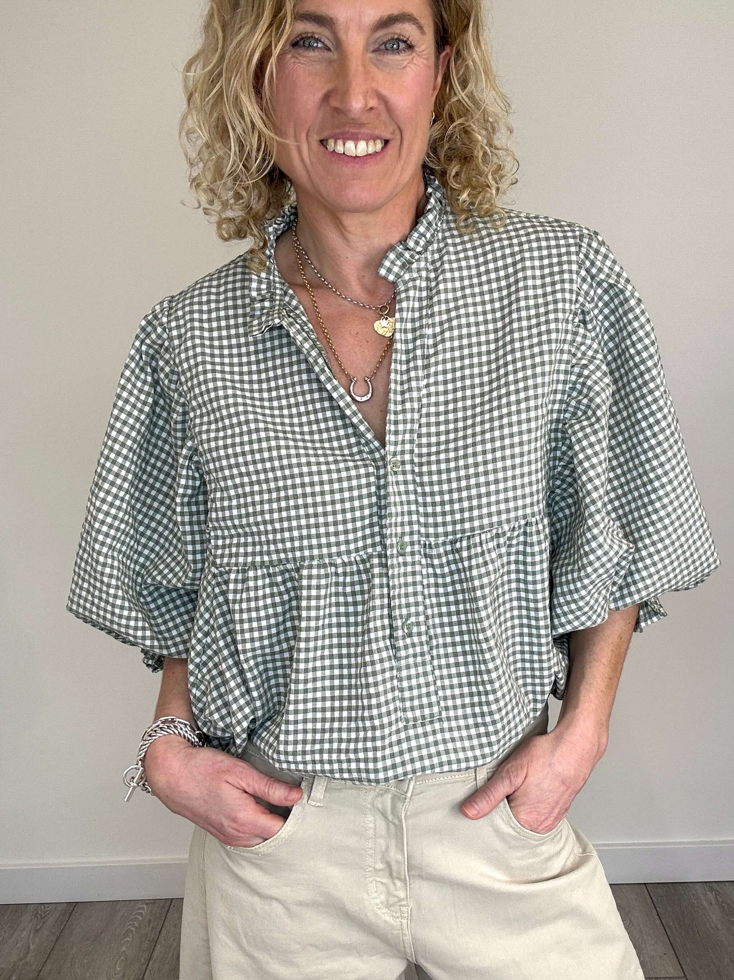 Honey Blouse | Sage Gingham