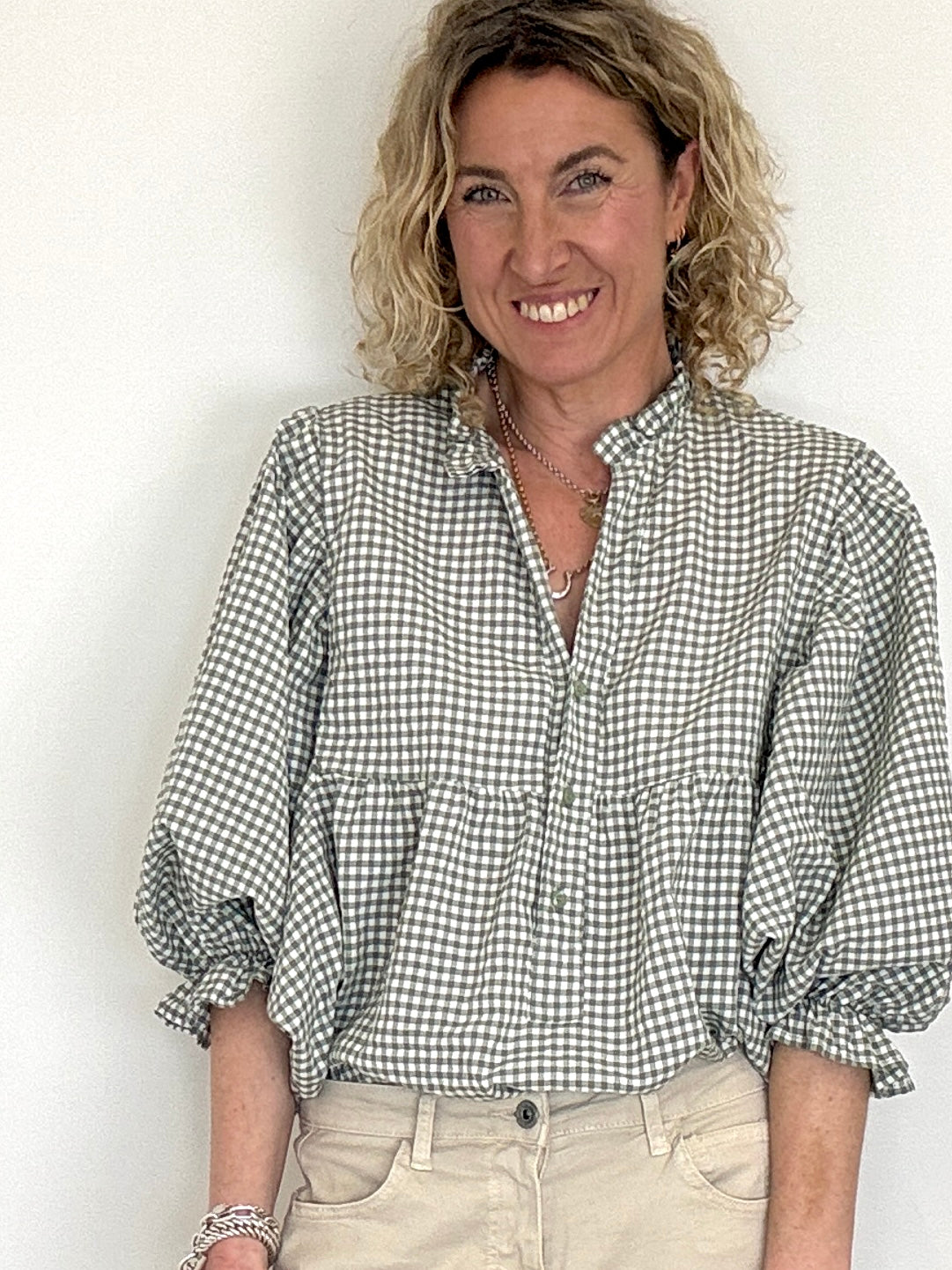 Honey Blouse | Sage Gingham