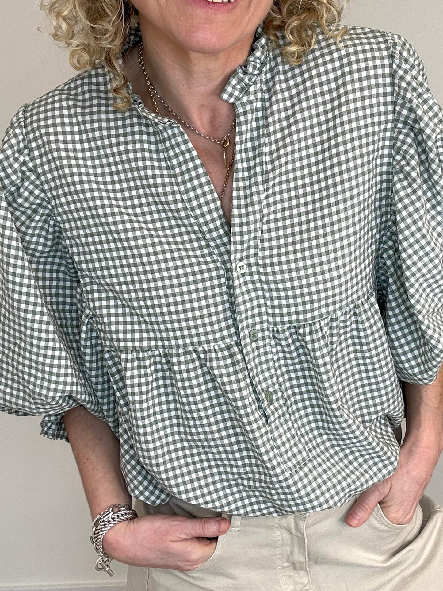Honey Blouse | Sage Gingham
